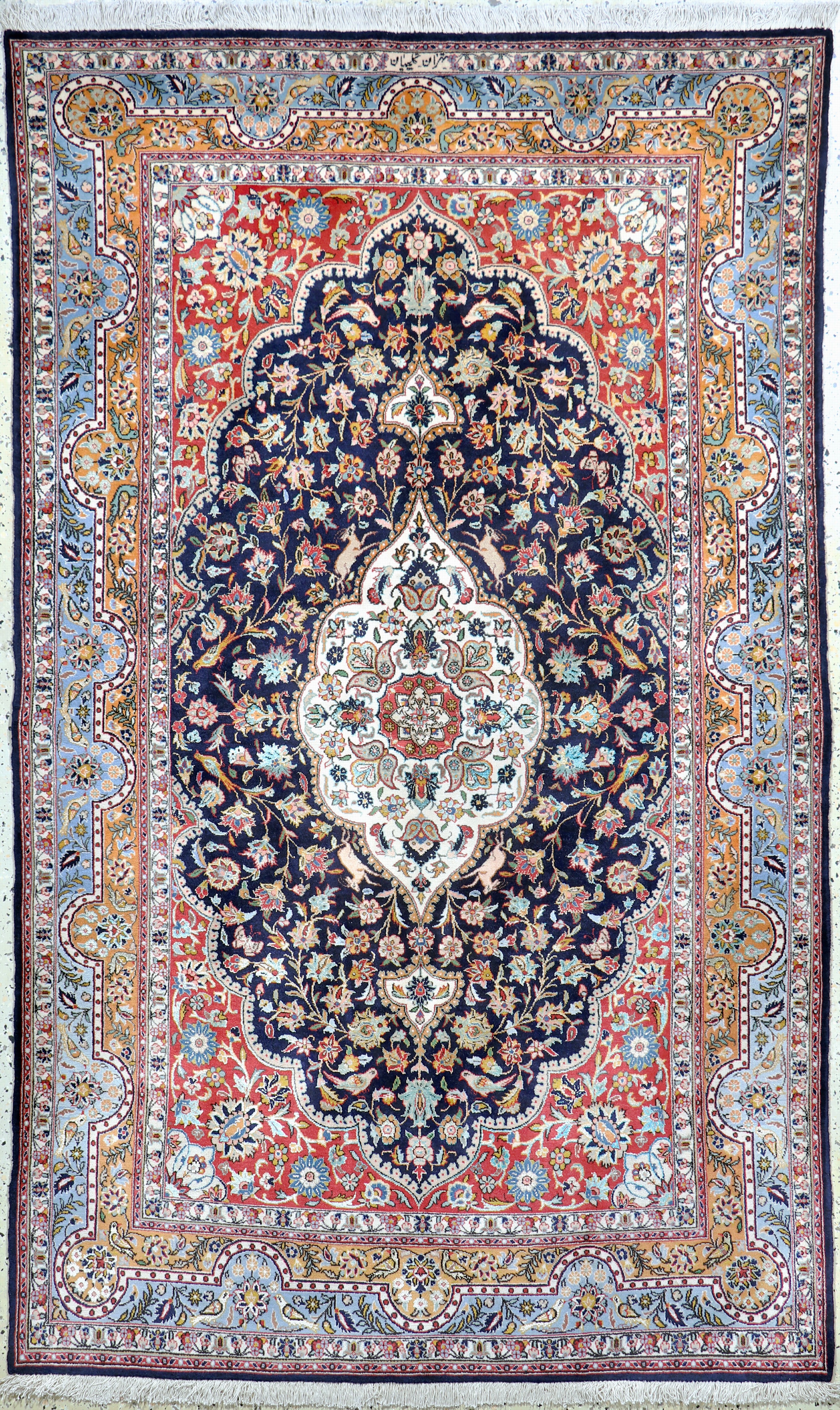 Image 27039209 - Teheran kork fein, sign., Persien, Mitte 20.Jhd. Korkwolle mit Seide, ca. 222 x 135 cm, ...