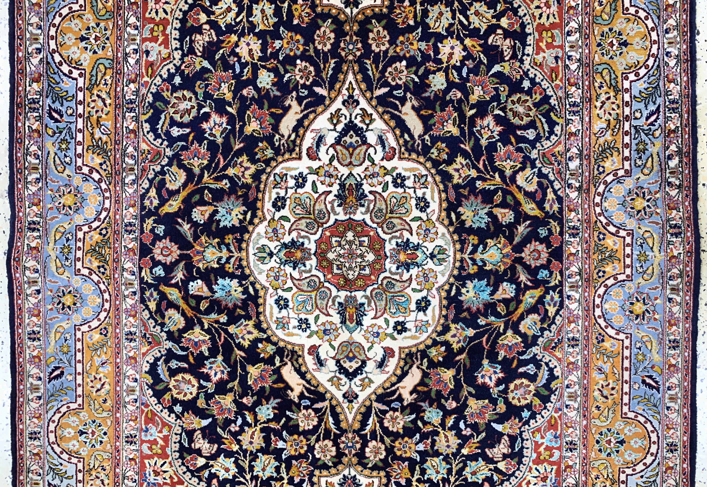 Detail b: Teheran kork fein, sign., Persien, Mitte 20.Jhd. Korkwolle mit Seide, ca. 222 x 135 cm, EHZ: 1-2