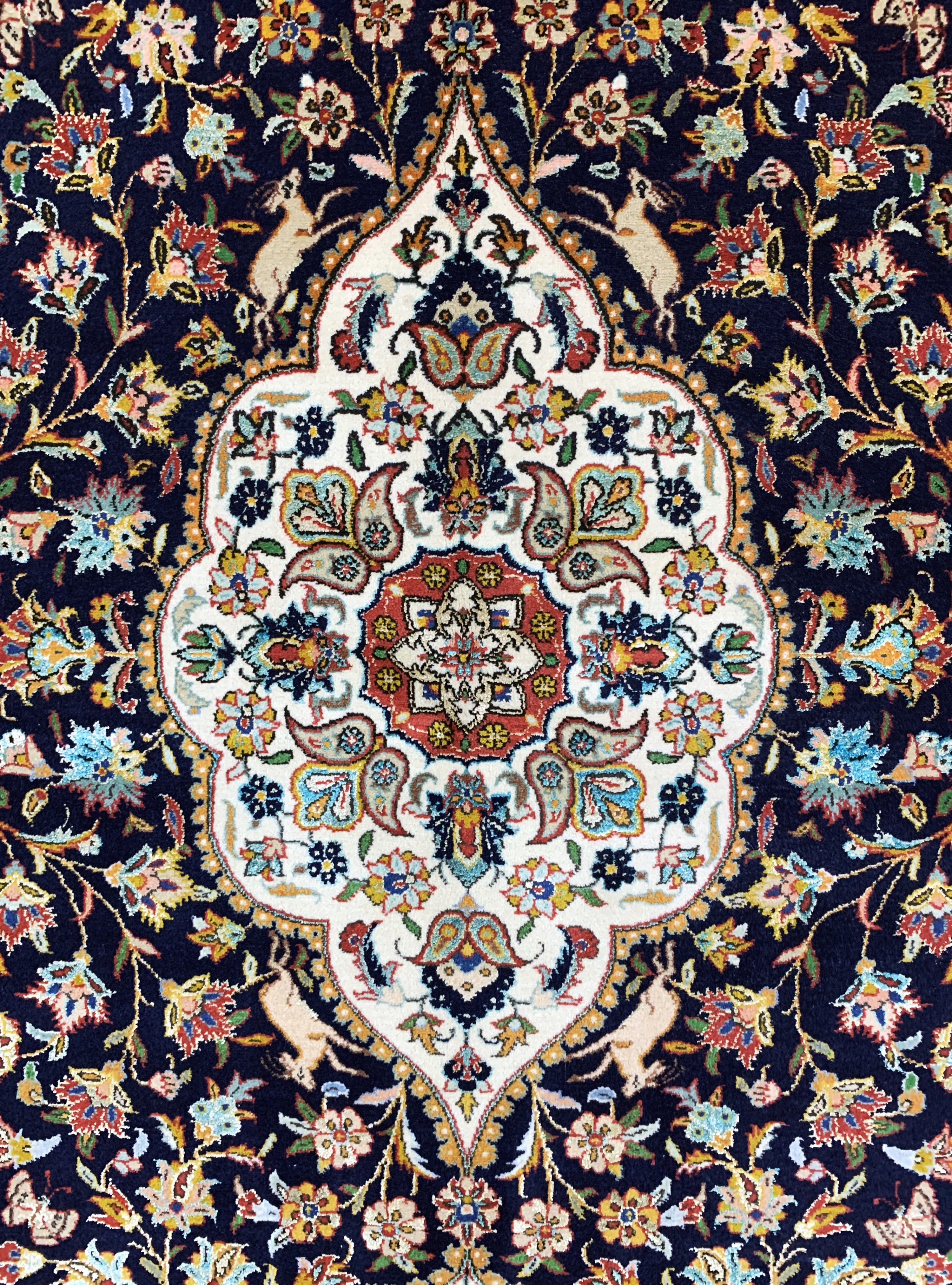 Detail d: Teheran kork fein, sign., Persien, Mitte 20.Jhd. Korkwolle mit Seide, ca. 222 x 135 cm, EHZ: 1-2