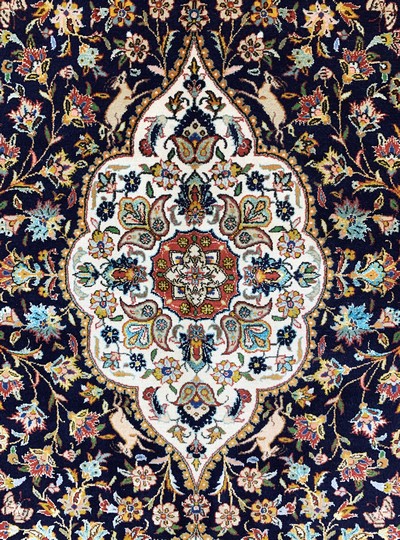 27039209d - Teheran kork fein, sign., Persien, Mitte 20.Jhd. Korkwolle mit Seide, ca. 222 x 135 cm, ...