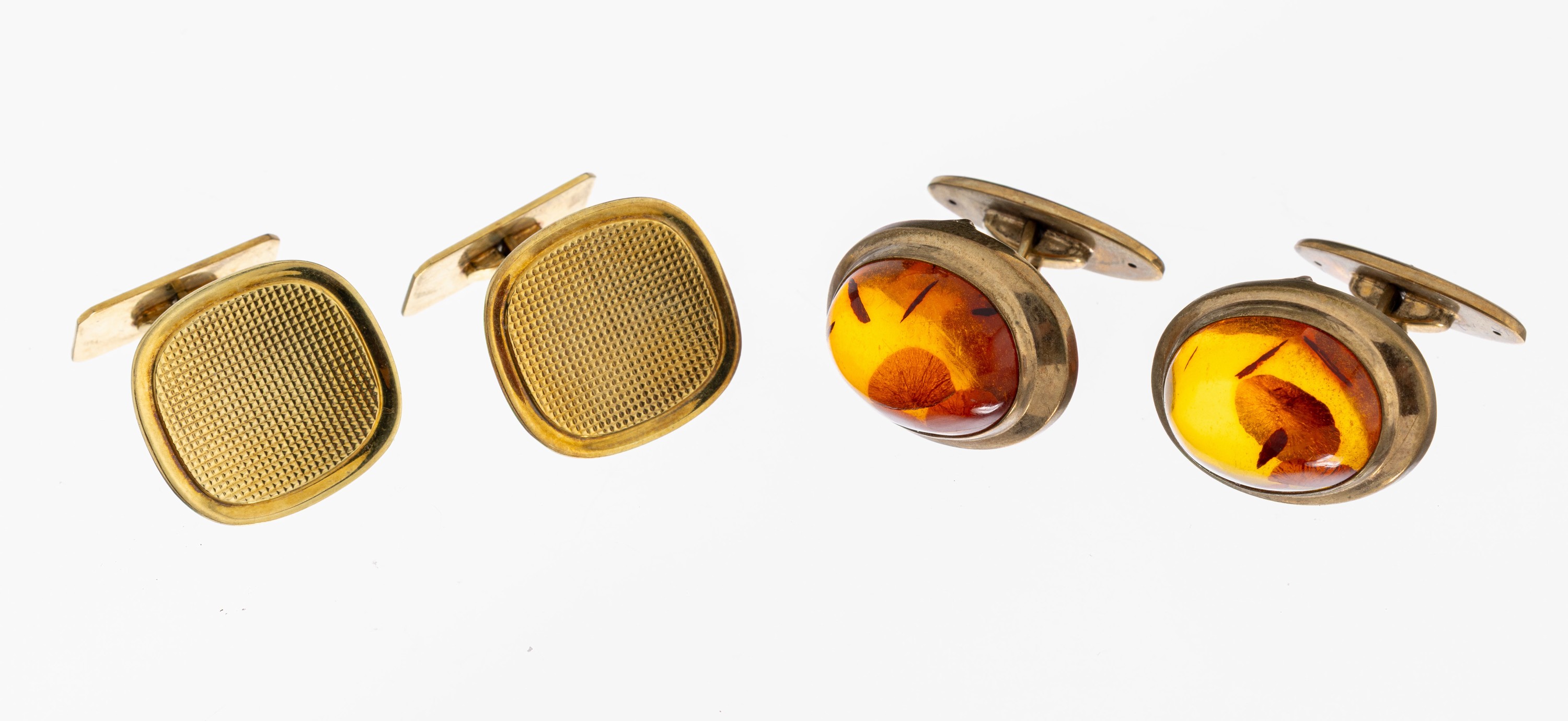 Image 27039483 - Konvolut 2 Paar Manschettenknöpfe, 1x GG 585/000, schauseitig geriffelt, 1x GG ...