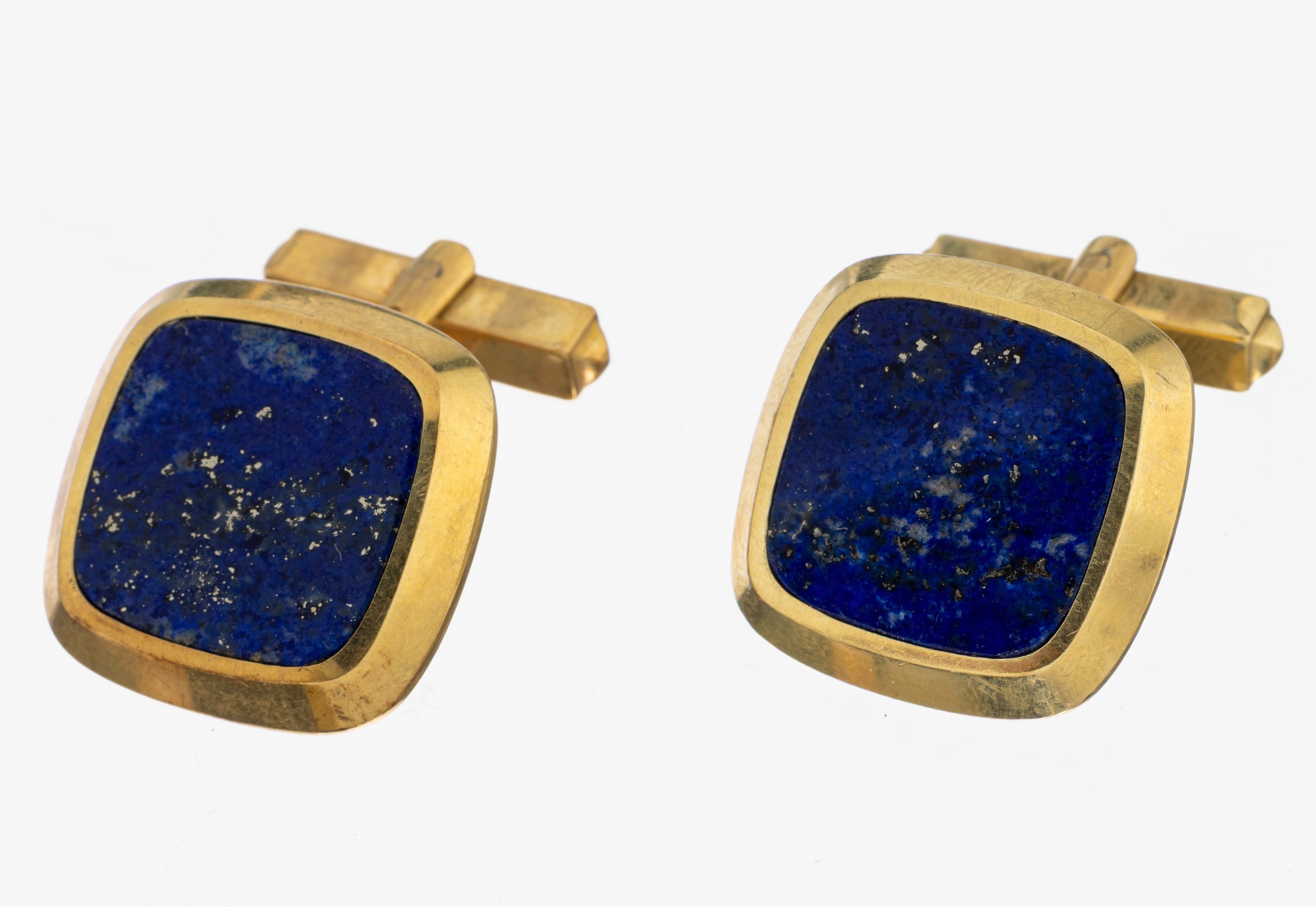 Image 27039484 - Paar 14 kt Gold Lapislazuli-Manschettenknöpfe, GG 585/000, Lapislazulieinlage mit ...