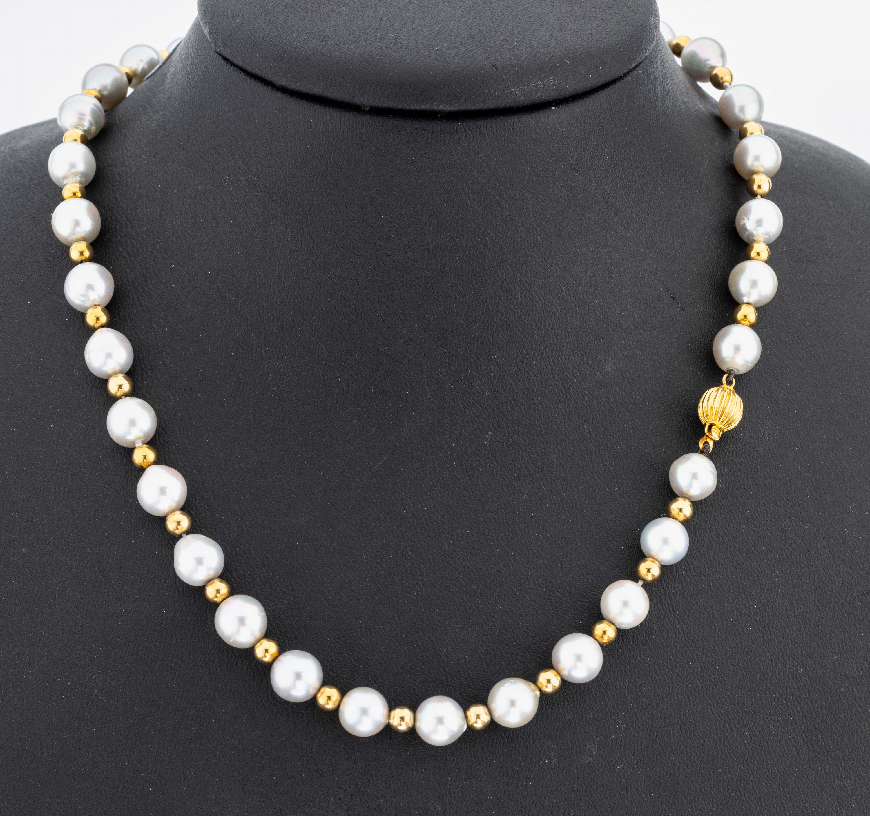 Image 27039488 - 14 kt Gold Zuchtperl-Collier, GG 585/000, silberfarb. Perlen, D. ca. 7.5-8 mm, ...