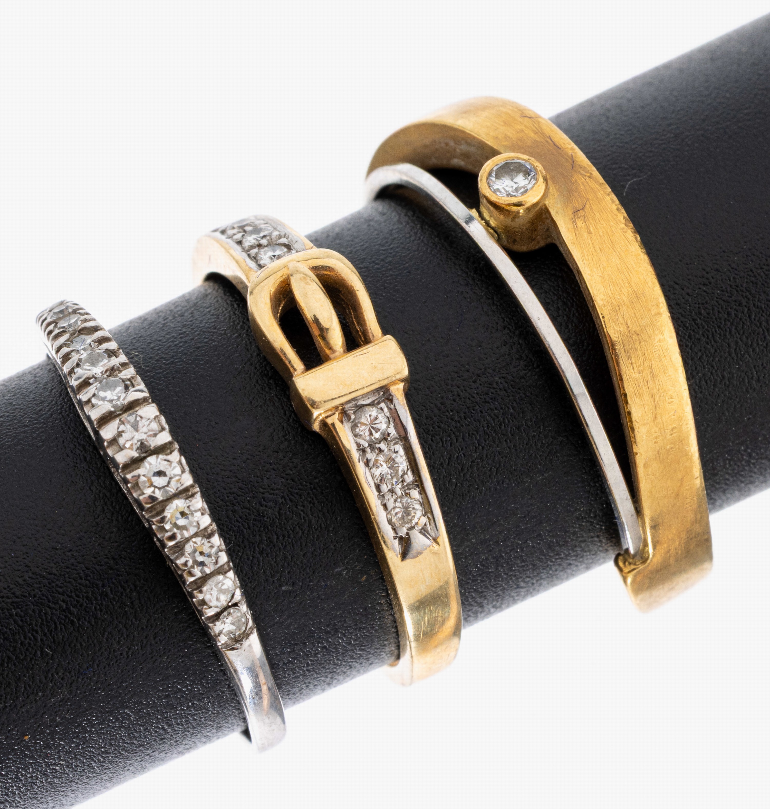 Image 27039516 - Konvolut 3 Gold Diamant-Ringe, 1 x GG 750/000, 1 x WG 585/000, 1 x GG 585/000, 11 ...