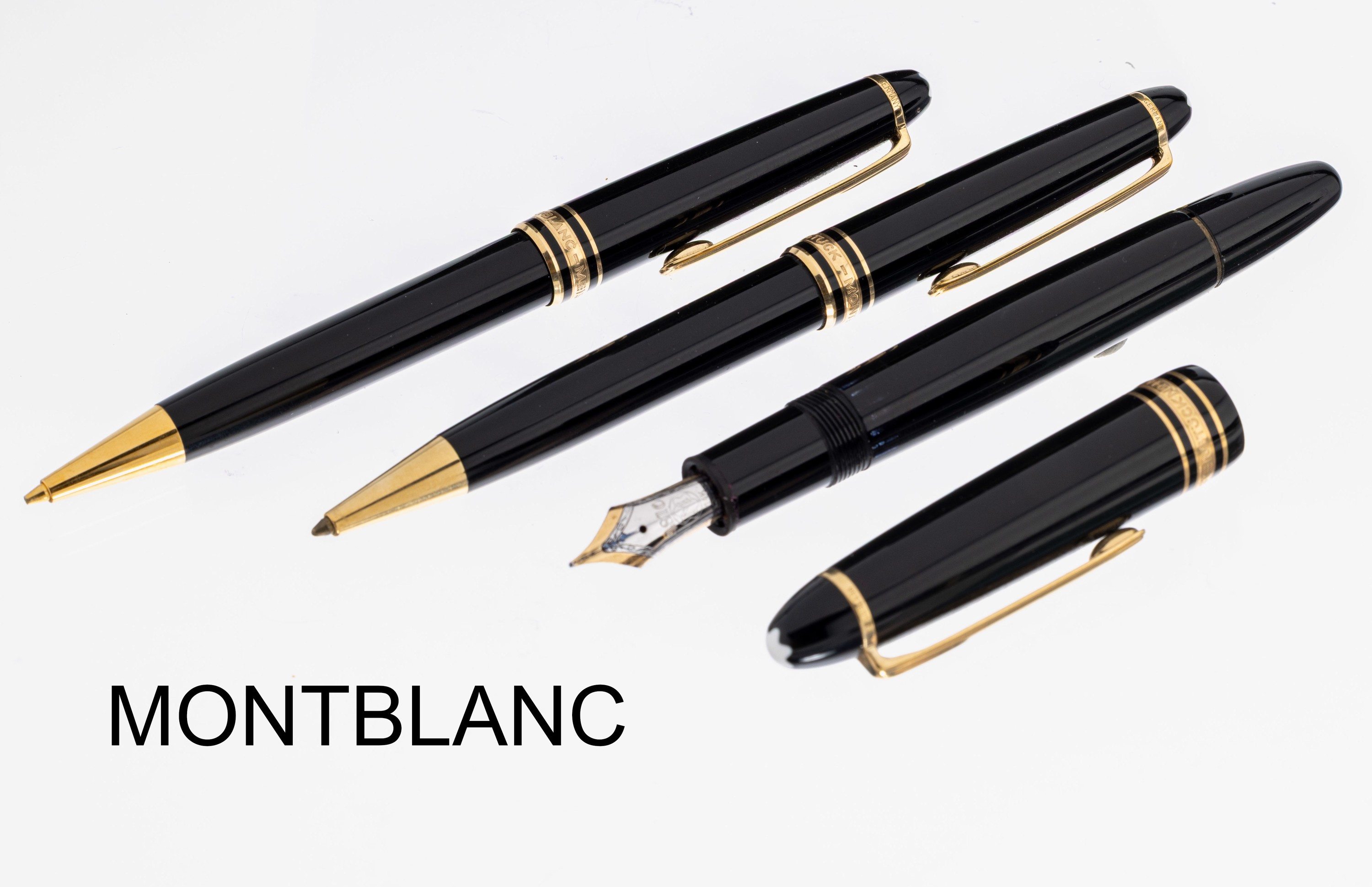 Image 27039528 - 3-teiliges MONTBLANC Schreibset Meisterstück, Füllfederhalter, Feder 14 kt Gold, ...