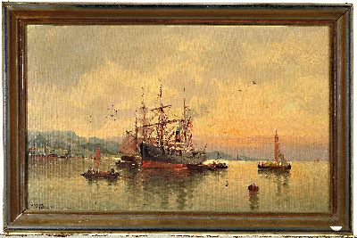 27039575k - Jules Vernier, 1862-1937, französisch, Hafenszene bei Bordeaux, links unten signiert ...