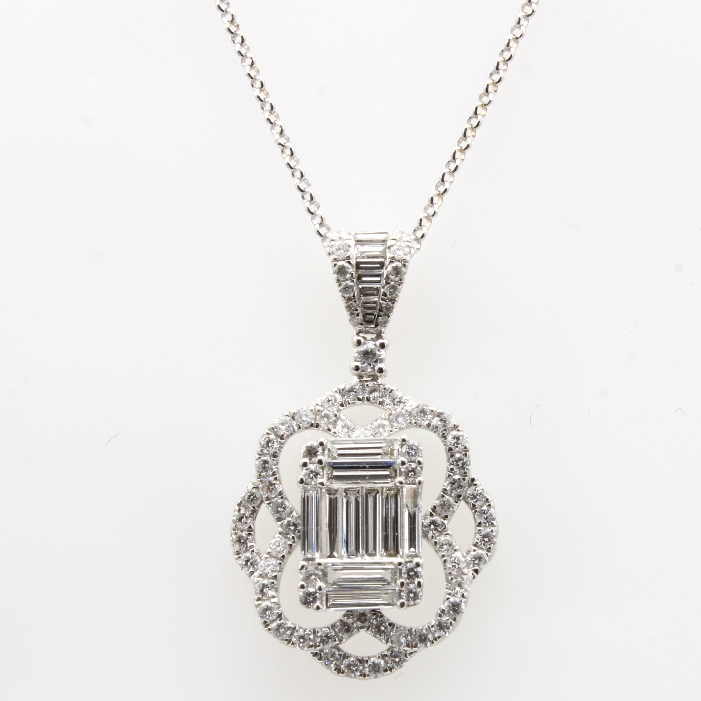 Image 27039806 - Anhänger mit Diamanten und Brillanten an Kette, WG 750/000, 18 Diamantbag. zus. ca. ...