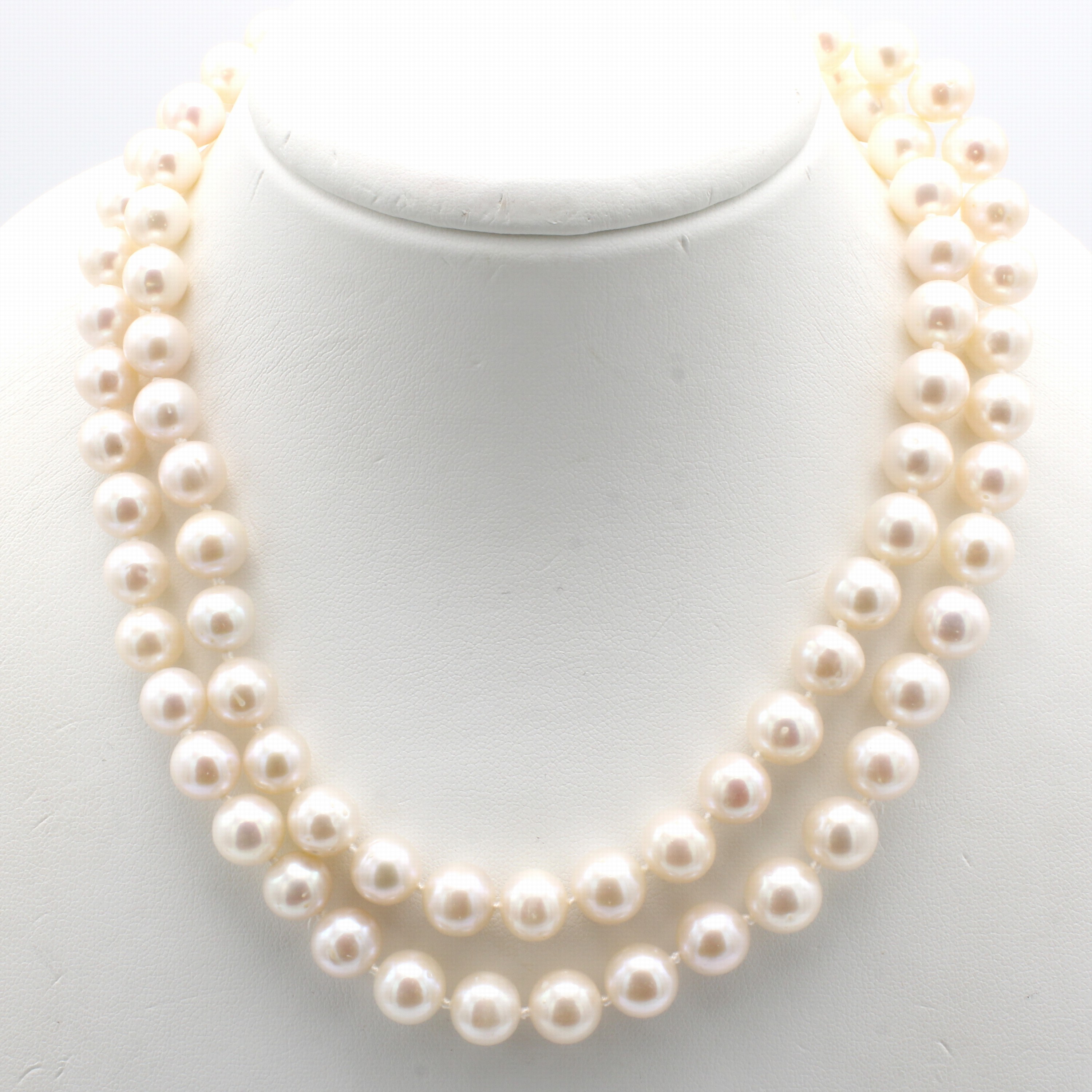 Image 27039818 - Endlose Süßwasserzuchtperlenkette, weiß- l.roséfarb. Perlen, D. ca. 9 mm, L. ca. 80 ...