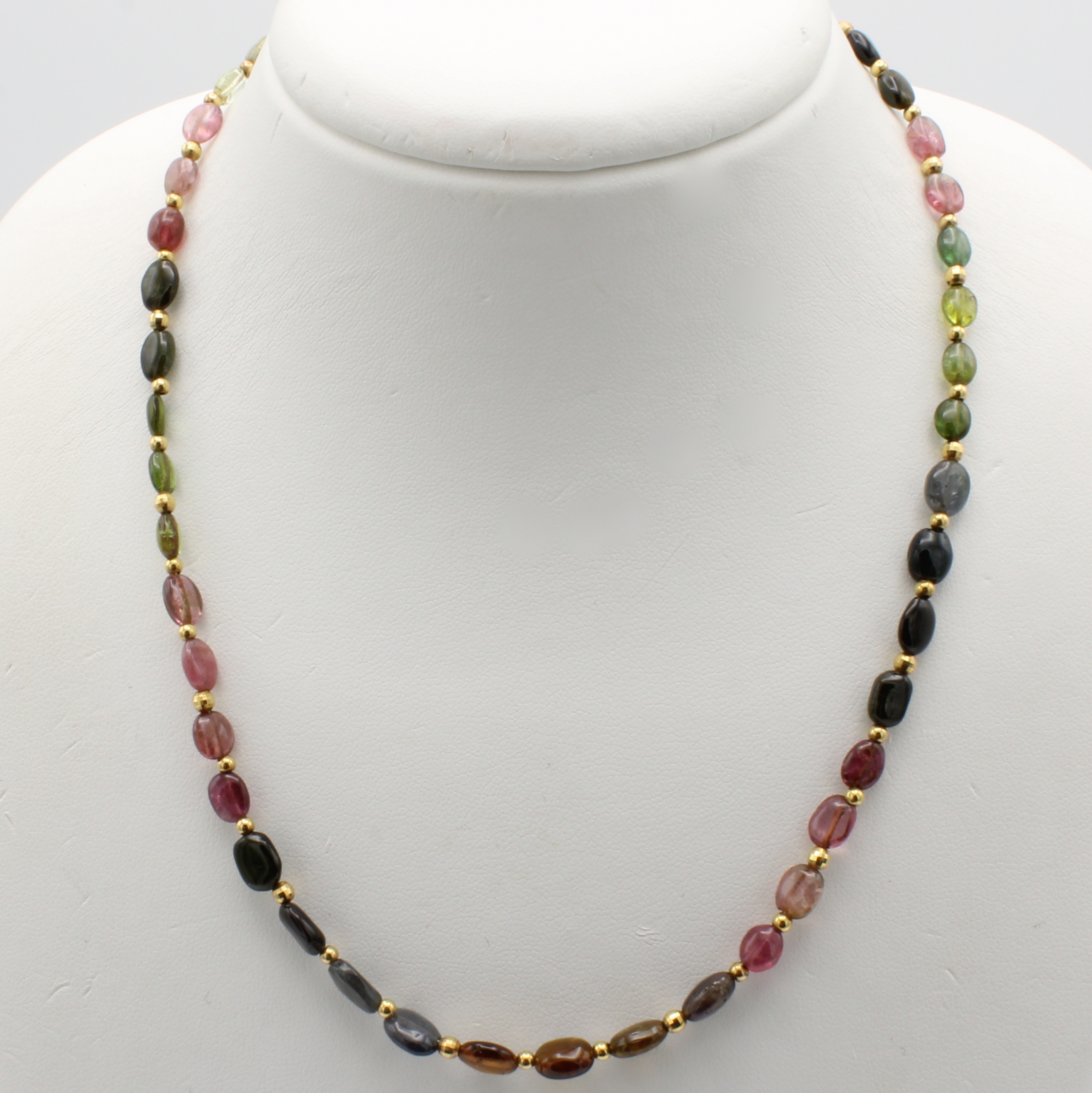 Image 27039821 - Turmalinkette, GG 750/000, Turmaline in versch. Farben im Linsenschliff, fac. Gold- ...