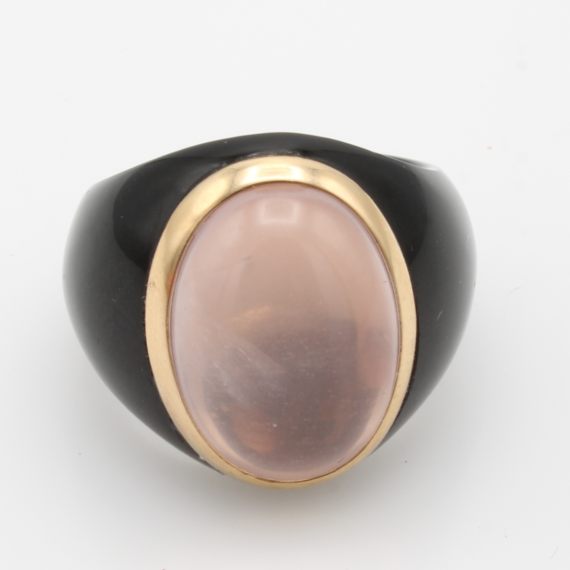 Image 27039822 - Achatring mit Rosenquarz, GG 585/000, ovalerRosenquarzcabochon, D. ca. 17 mm, RW ca. 55 ...