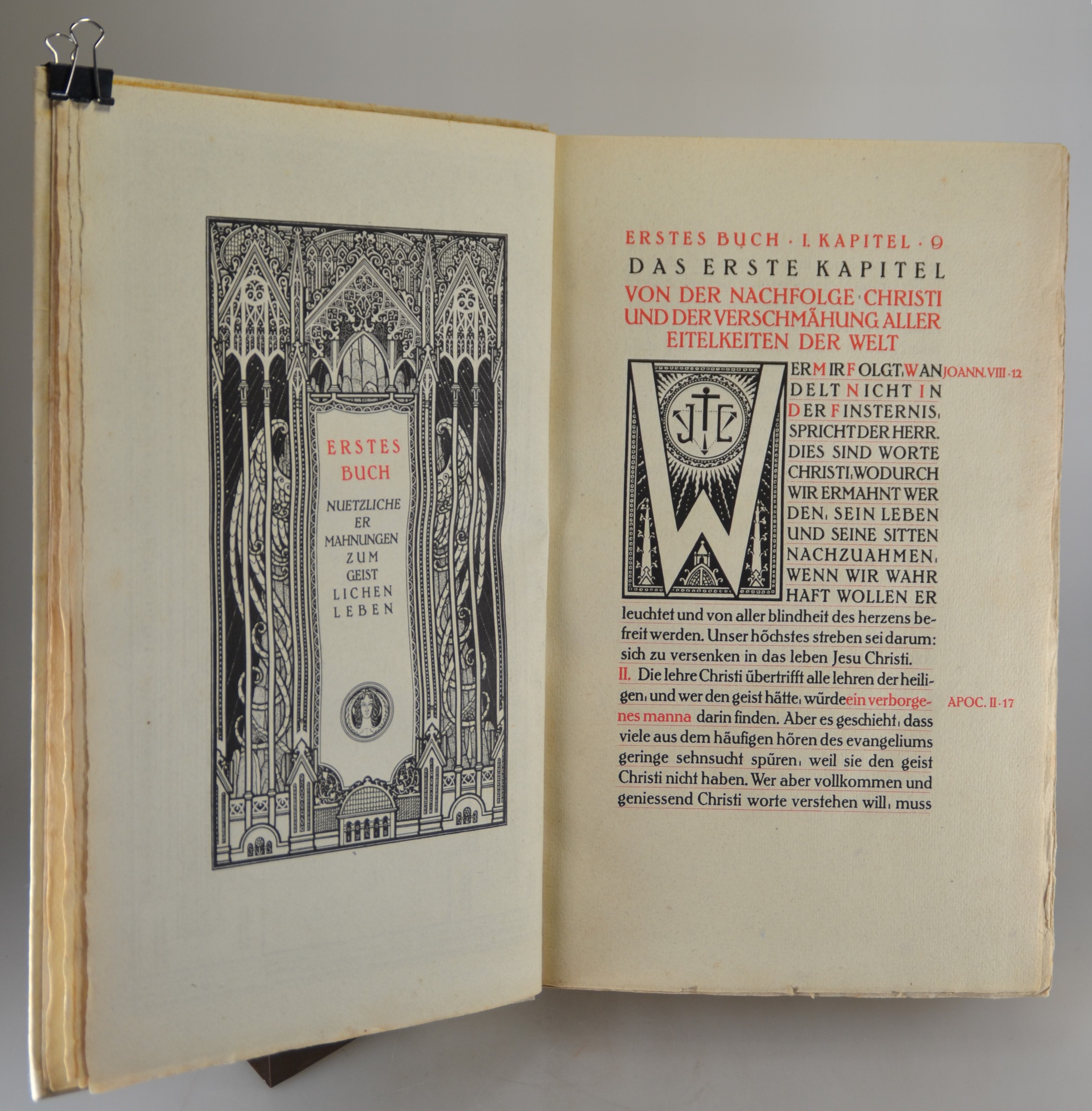 Detail c: Melchior Lechten (1865-1937) und Thomas von Kempen (1380-1471): Die vier Bücher von der Nachfolge Christi, Berlin, Einhorn-Presse bei Otto von ...