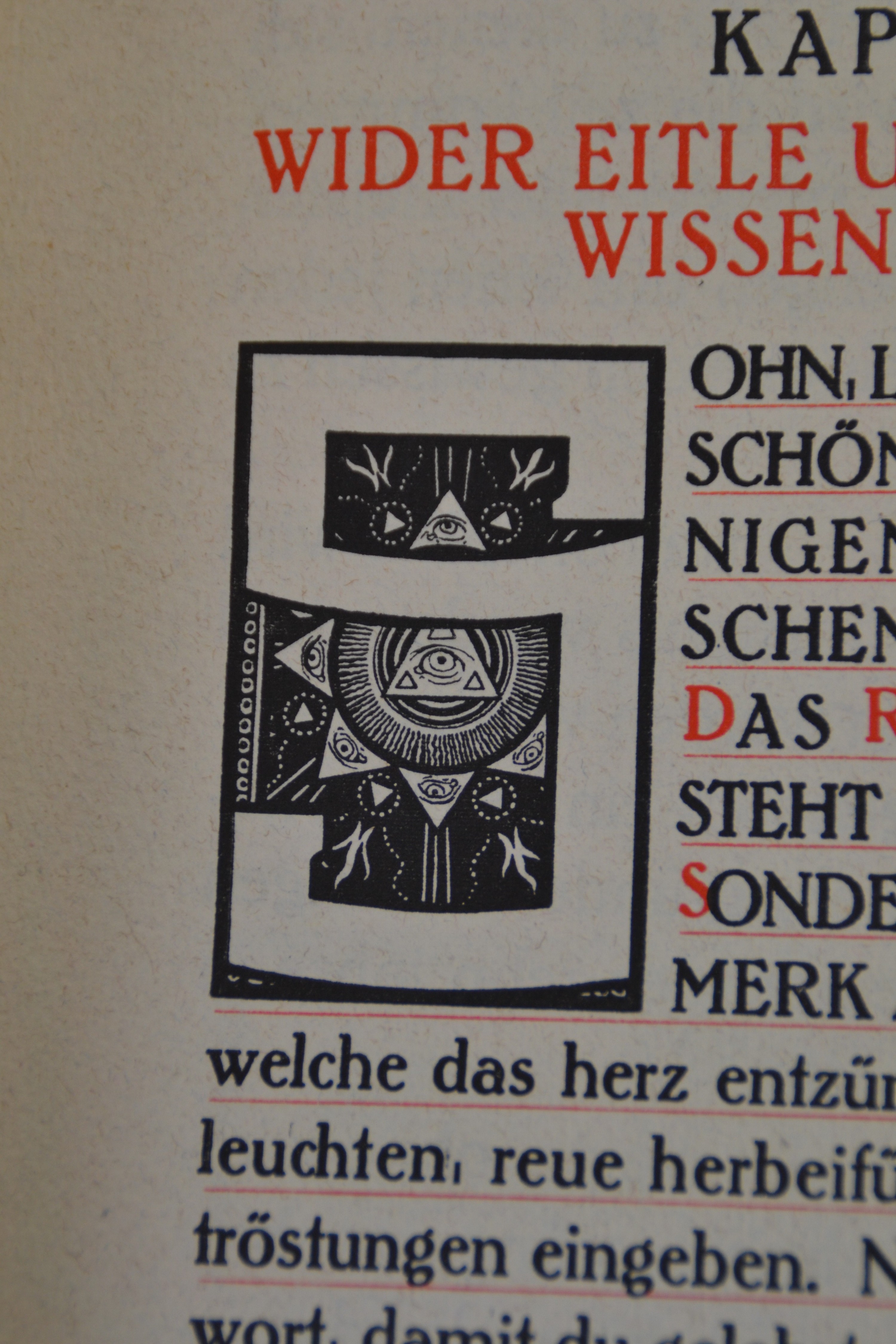 Detail e: Melchior Lechten (1865-1937) und Thomas von Kempen (1380-1471): Die vier Bücher von der Nachfolge Christi, Berlin, Einhorn-Presse bei Otto von ...