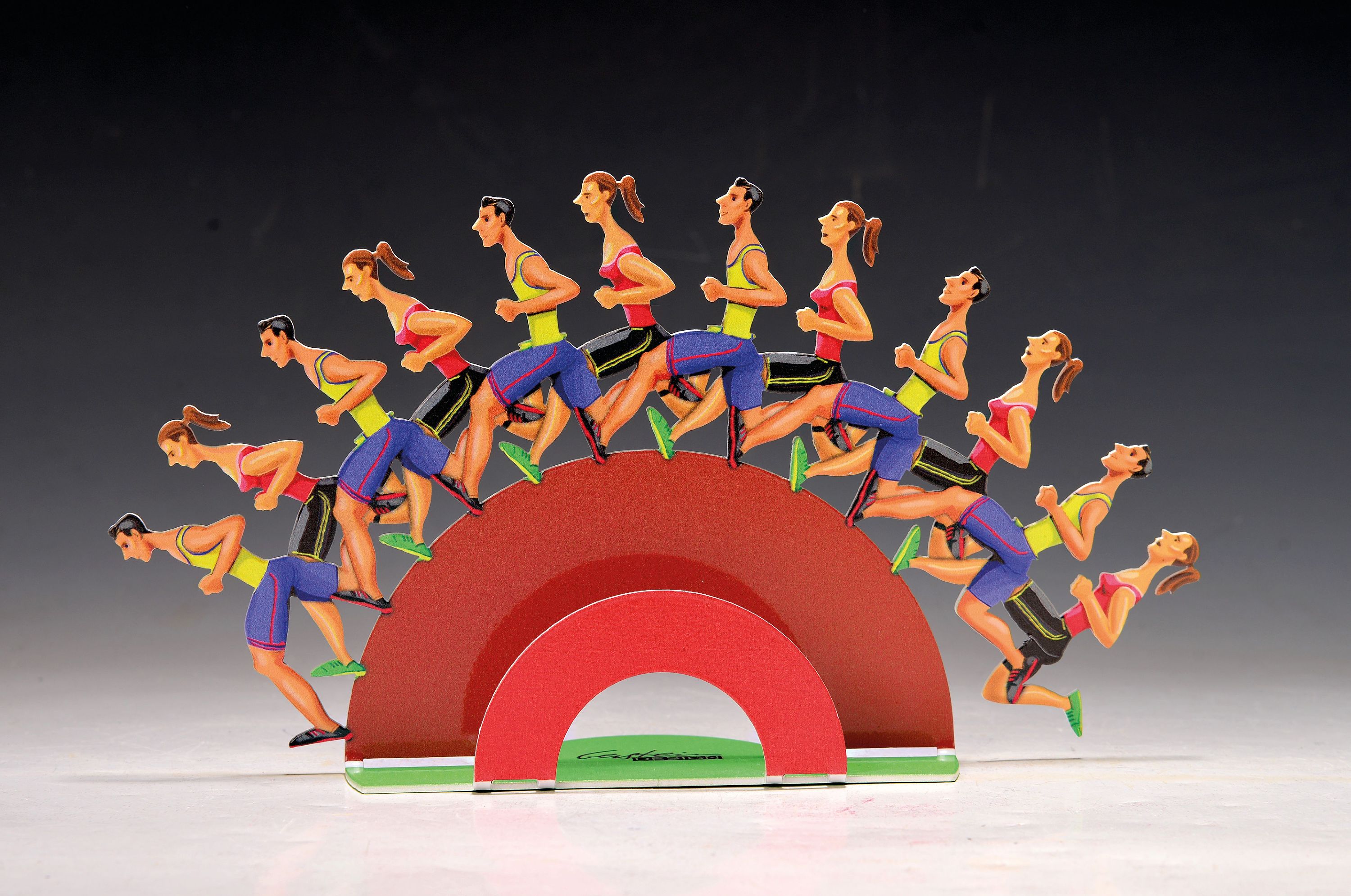 Detail k: David Gerstein, geb. 1944 Jerusalem, "Run", lasergeschnittener Edelstahl, bunt lackiert, H. ca. 17cm, B. ca. 30cm