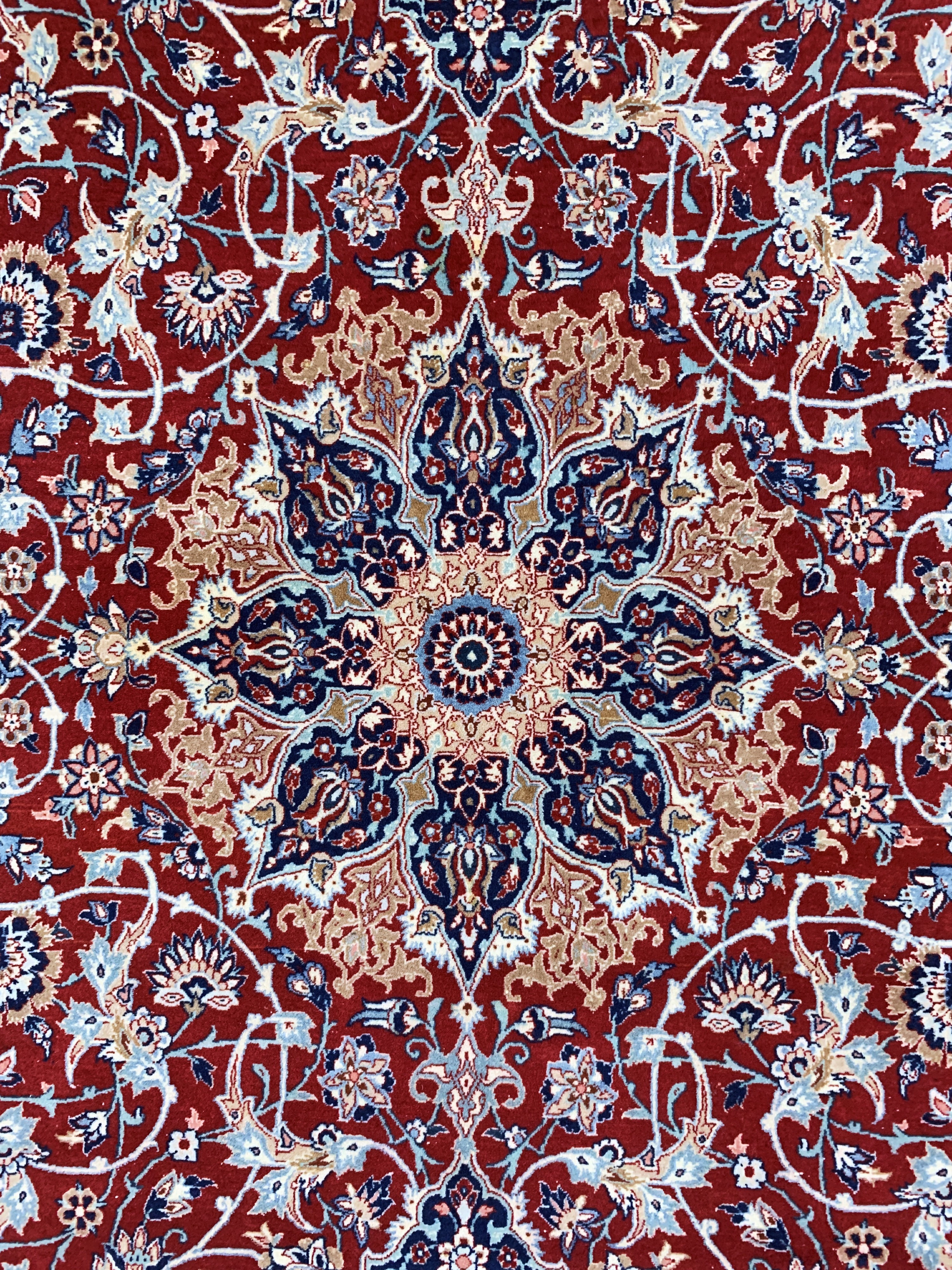 Detail d: Esfahan fein Persien, signiert"Seyrafian", Mitte 20.Jhd, Korkwolle auf Seide, ca. 168 x 106 cm, ca. 1,0 Mio. Kn/qm, EHZ: 2