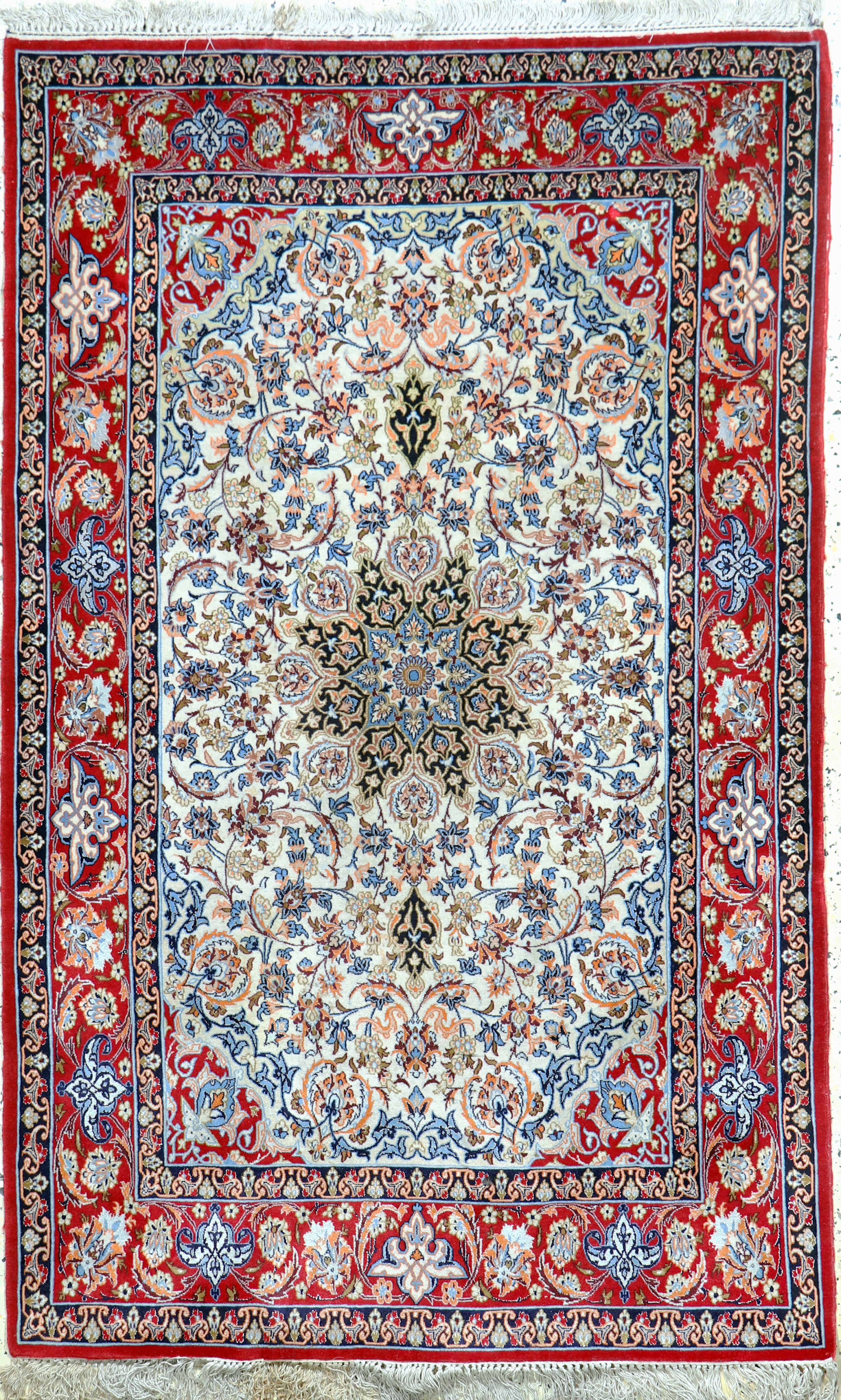 Image 27039830 - Esfahan fein, Persien, Ende 20.Jhd, Korkwolle mit und auf Seide, ca. 175 x 109 cm,EHZ: ...