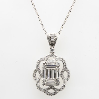 Image Anhänger mit Diamanten und Brillanten an Kette, WG 750/000, 18 Diamantbag. zus. ca. ...