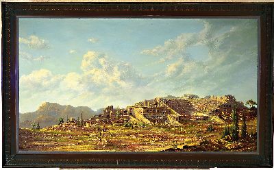 27039811k - Walter Weidenauer, 1927-2004 Lampertheim, südliche Landschaft mit antiken Ruinen, Öl/ ...