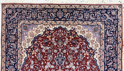 27039827a - Esfahan fein Persien, signiert´Seyrafian´, Mitte 20.Jhd, Korkwolle auf Seide, ca. 168 x ...