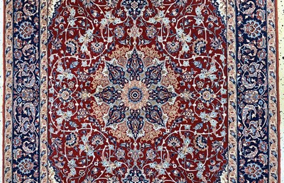 27039827b - Esfahan fein Persien, signiert´Seyrafian´, Mitte 20.Jhd, Korkwolle auf Seide, ca. 168 x ...