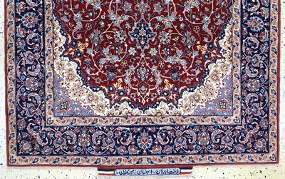 27039827c - Esfahan fein Persien, signiert´Seyrafian´, Mitte 20.Jhd, Korkwolle auf Seide, ca. 168 x ...