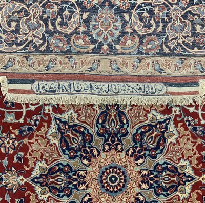 27039827f - Esfahan fein Persien, signiert´Seyrafian´, Mitte 20.Jhd, Korkwolle auf Seide, ca. 168 x ...