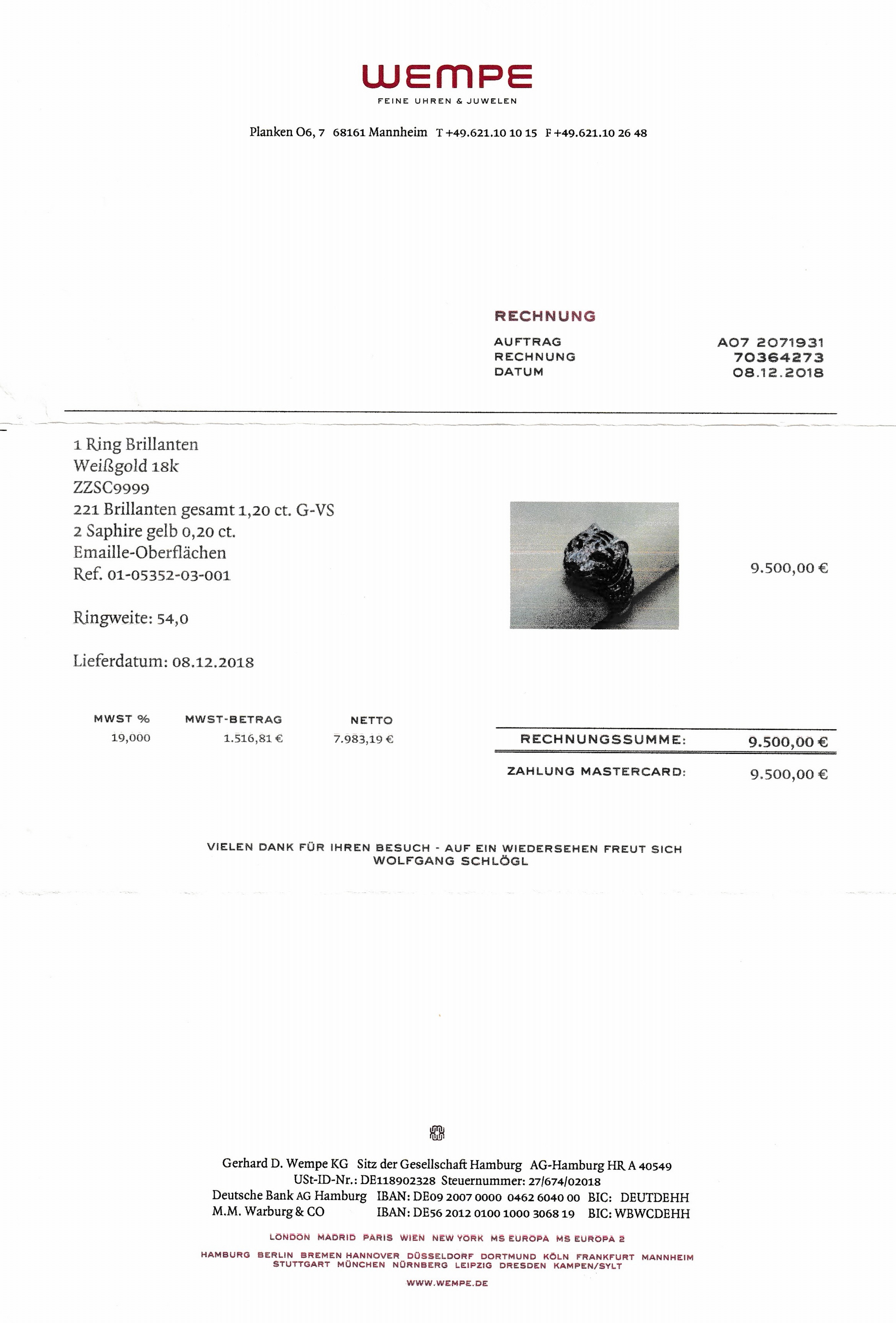 Detail a: 18 kt Gold STENZHORN Brillant-Saphir-Email- Ring, "Raubtier", WG 750/000, voll ausgefasst mit 221 Brillanten zus. ca. 1.20 ctWeiß/vs, ...
