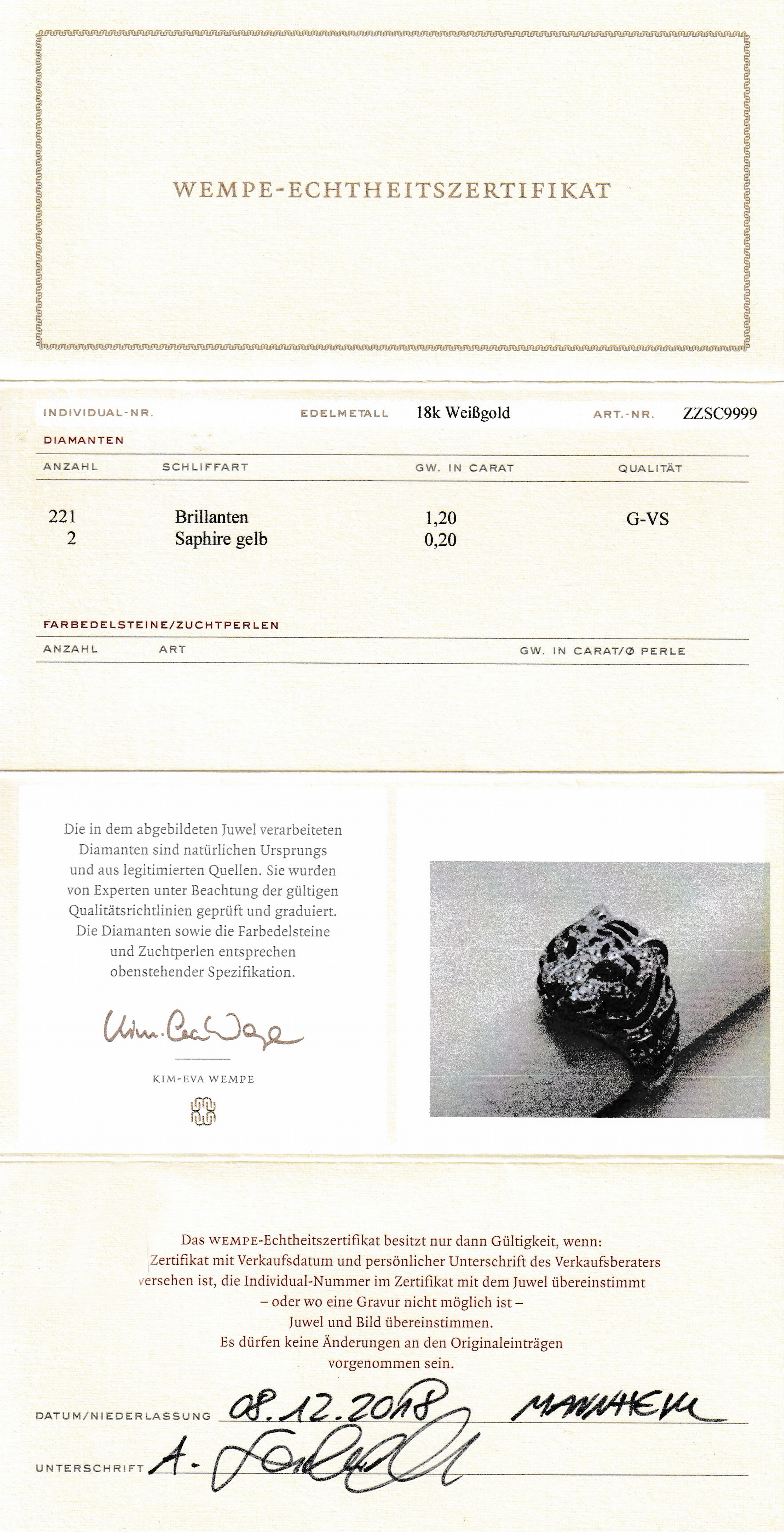 Detail b: 18 kt Gold STENZHORN Brillant-Saphir-Email- Ring, "Raubtier", WG 750/000, voll ausgefasst mit 221 Brillanten zus. ca. 1.20 ctWeiß/vs, ...