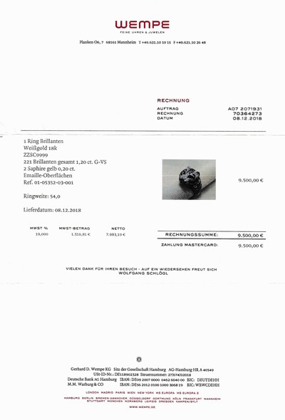 27040649a - 18 kt Gold STENZHORN Brillant-Saphir-Email- Ring, ´Raubtier´, WG 750/000, voll ...