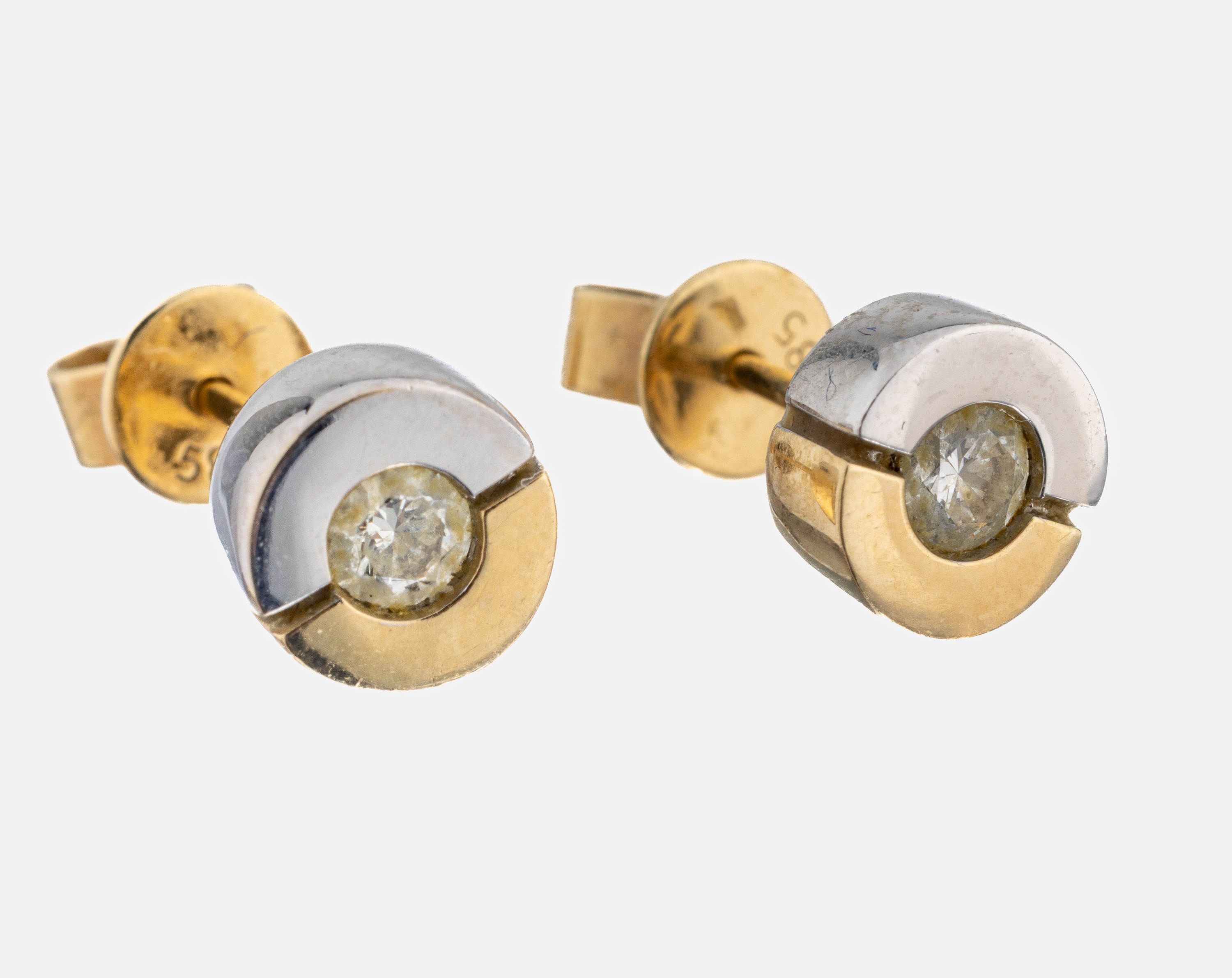 Image 27040767 - Paar 14 kt Gold Brillant-Ohrstecker, GG/WG 585/000, 2 Brillanten zus. ca. 0.30 ct ...