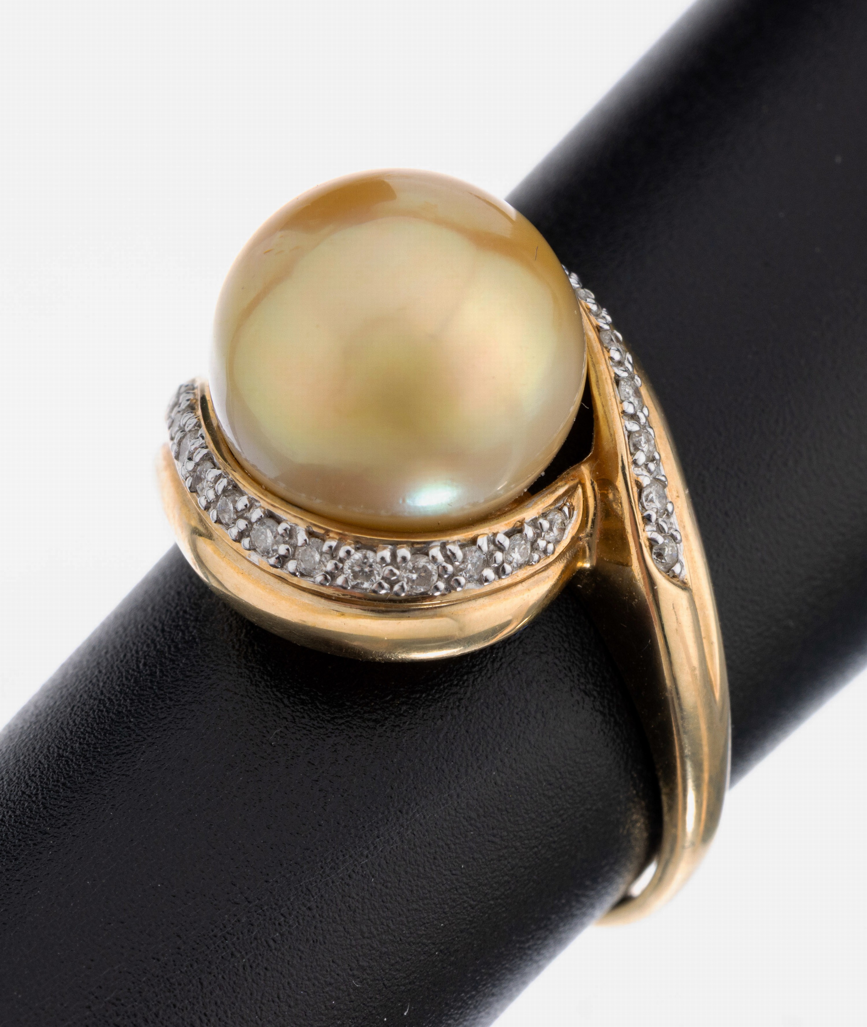 Image 27040772 - 14 kt Gold Zuchtperl-Brillant-Ring, GG 585/000, goldfarb. Südseezuchtperle ...