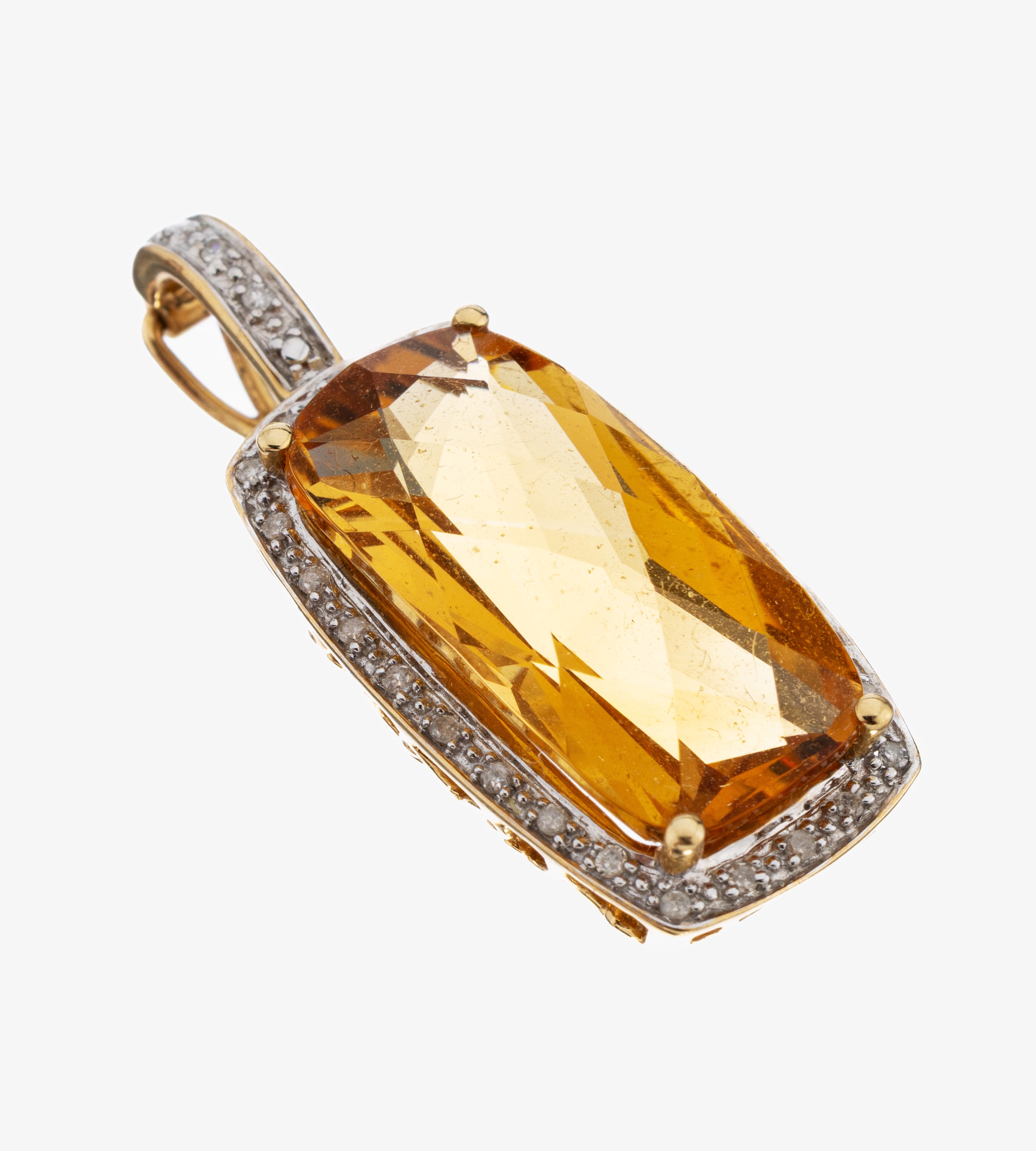 Image 27040777 - 14 kt Gold Citrin-Diamant-Clipanhänger, GG 585/000, facett. Citrin ca. 14.0 ct, 8/8- ...