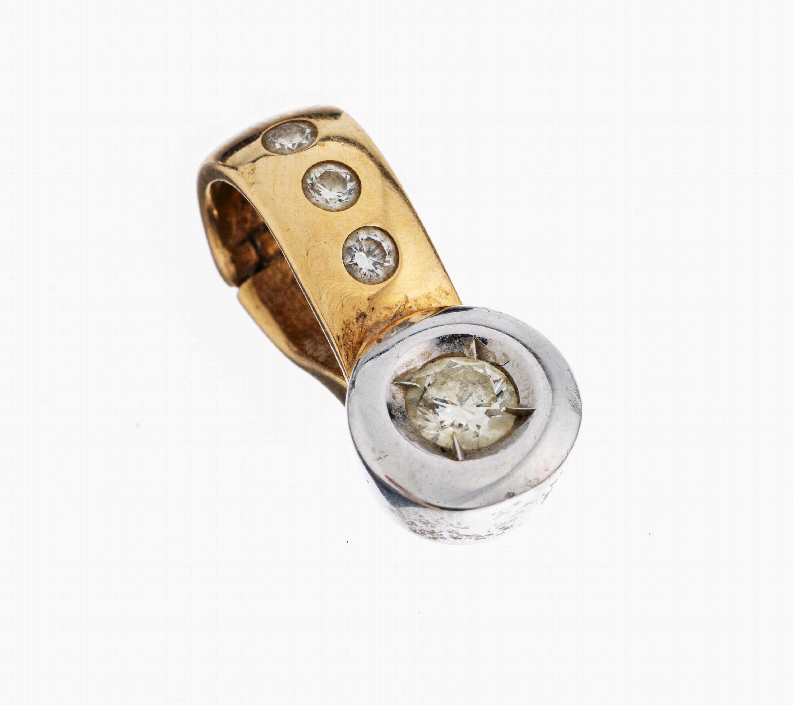 Image 27040792 - 14 kt Gold Brillant-Clipanhänger, GG/WG 585/000, in WG gefasster Brillant ca. 0.20 ct ...