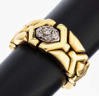 Image 18 kt Gold Brillant-Kettenring, GG/WG 750/000, 7 in WG gefasste Brillanten zus. ca. ...