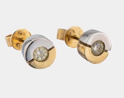 Image Paar 14 kt Gold Brillant-Ohrstecker, GG/WG 585/000, 2 Brillanten zus. ca. 0.30 ct ...