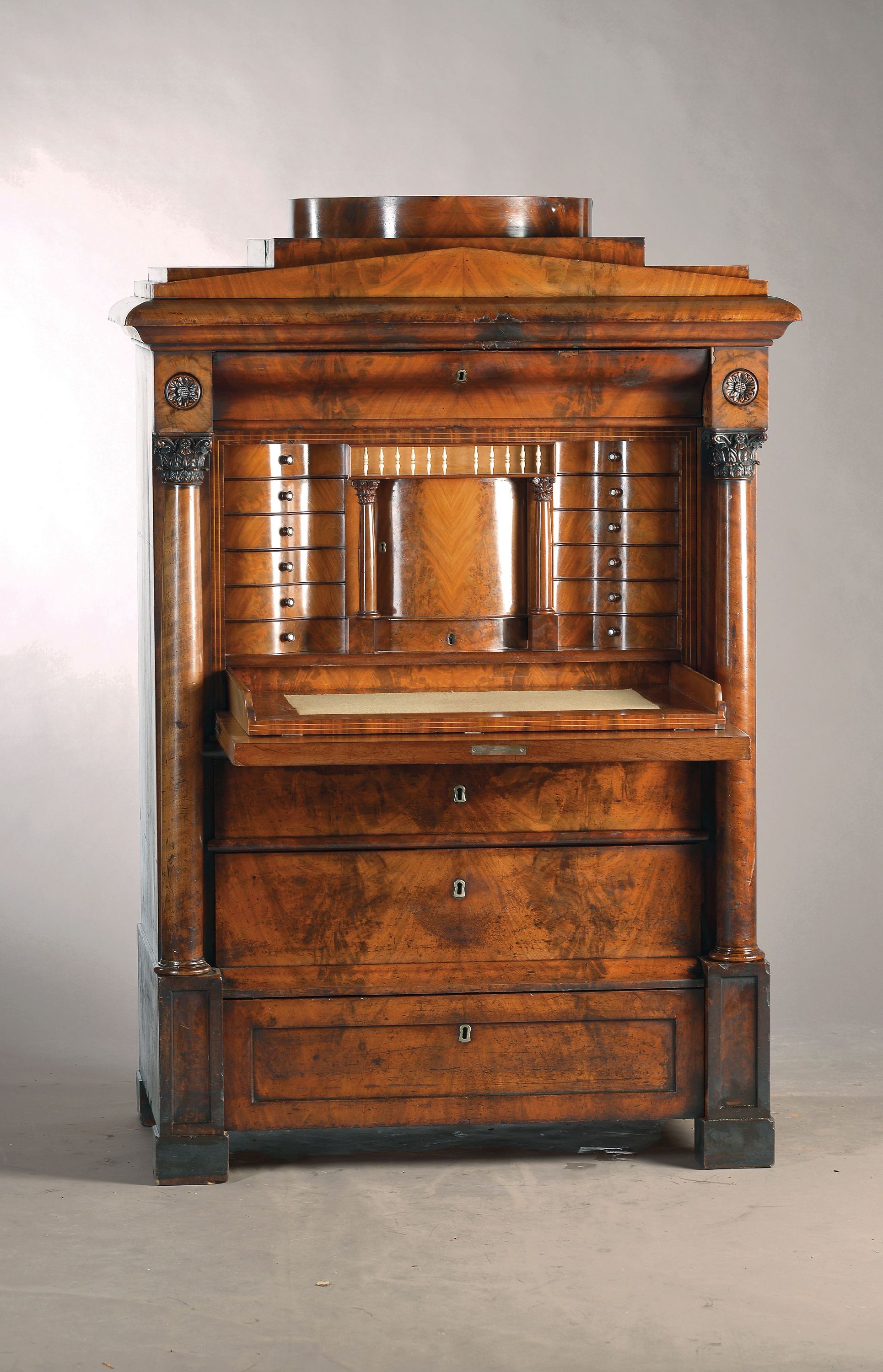 Image 27040828 - Standsekretär, Biedermeier, wohl Berlin, um 1820/25, Pyramidenmahagonifurnier, ...