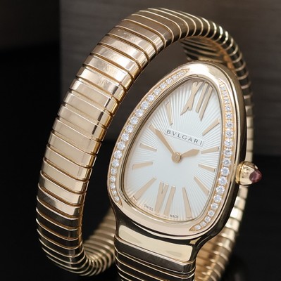 27040808b - BULGARI Damenarmbanduhr Serpenti Tubogas Referenz SP P 35G, quarz, schlangenförmiges ...