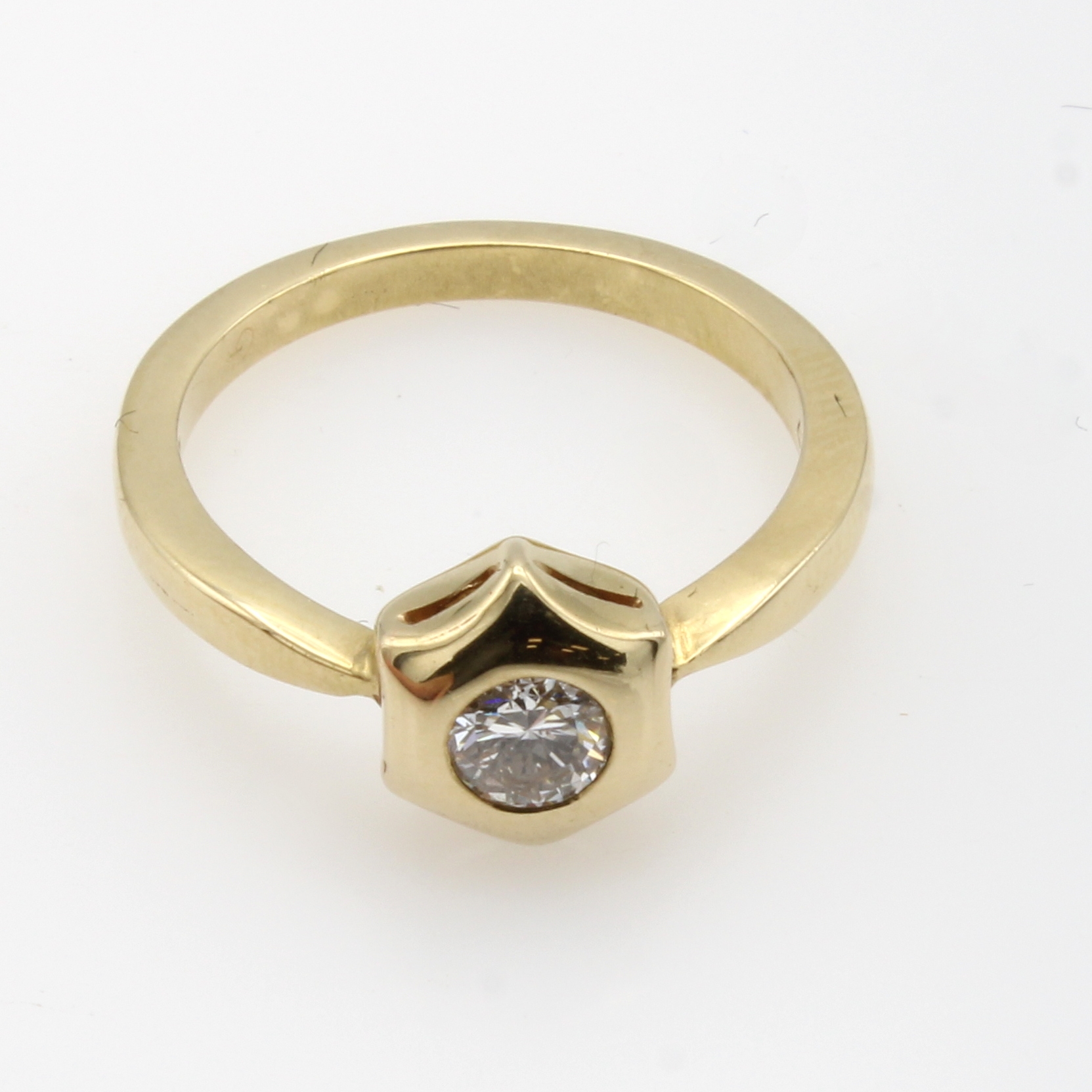 Image 27040973 - Ring mit Brillant, GG 585/000, Brill. ca. 0.27 ct Weiß/p, RW ca. 52 Schätzpreis: 1100, ...