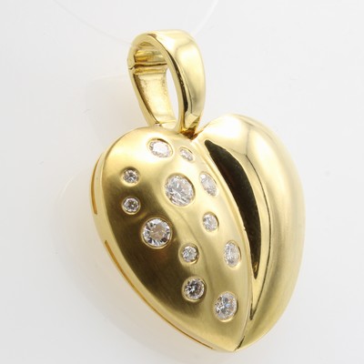 27040988a - Clip-Anhänger ´Herz´ mit Brillanten, GG 750/000, 12 Brill. zus. ca. 1 ct feines ...