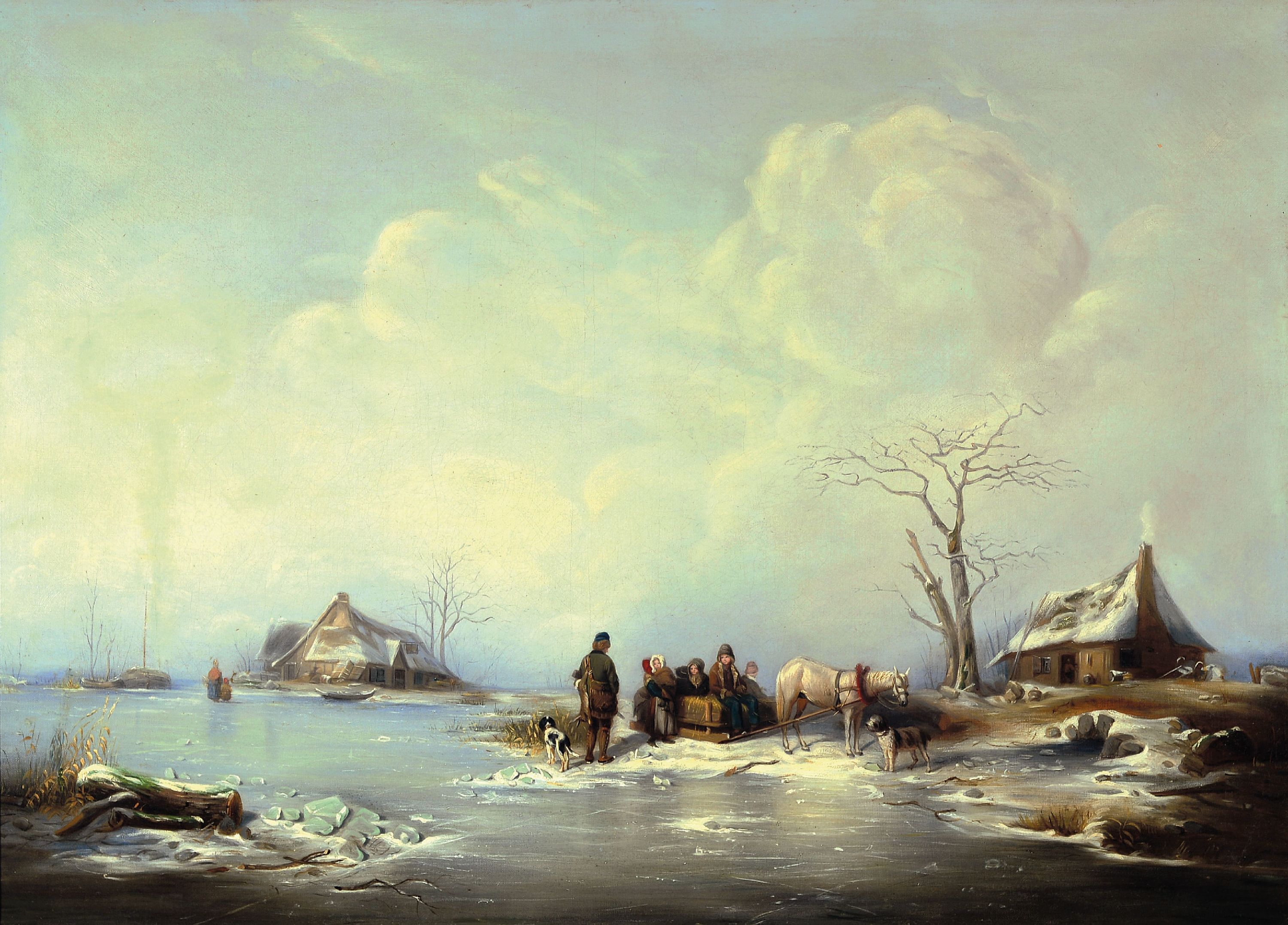 Image 27041013 - Wilhelm Alexander Meyerheim, 1815 Danzig-1882 Berlin, Winterlandschaft mit Bauernfamilie ...