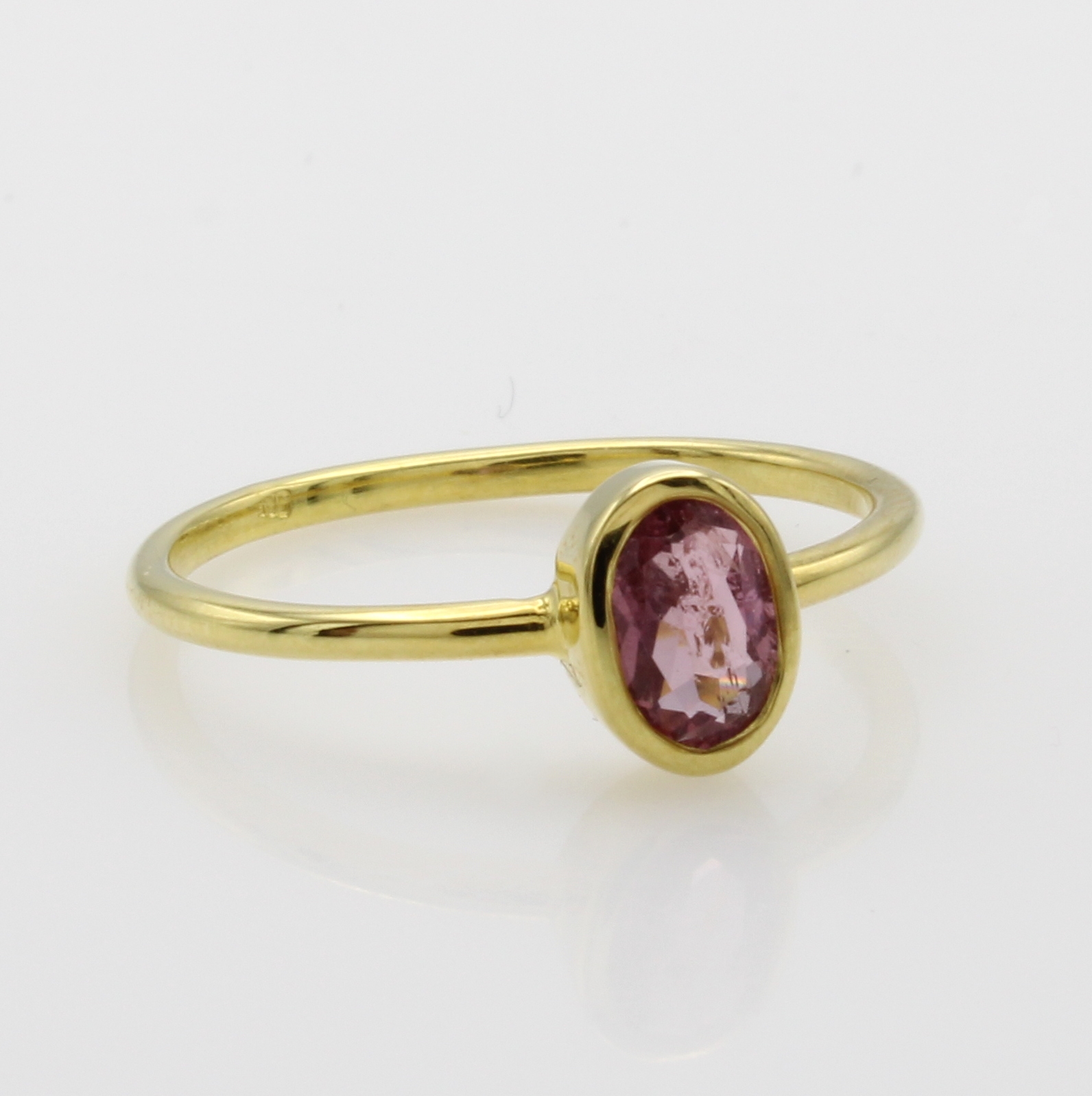Image 27041027 - Ring mit Turmalin, GG 585/000, ovaler, rosa Turmalin in Zargenfassung ca. 0.7 ct, RW ca. ...