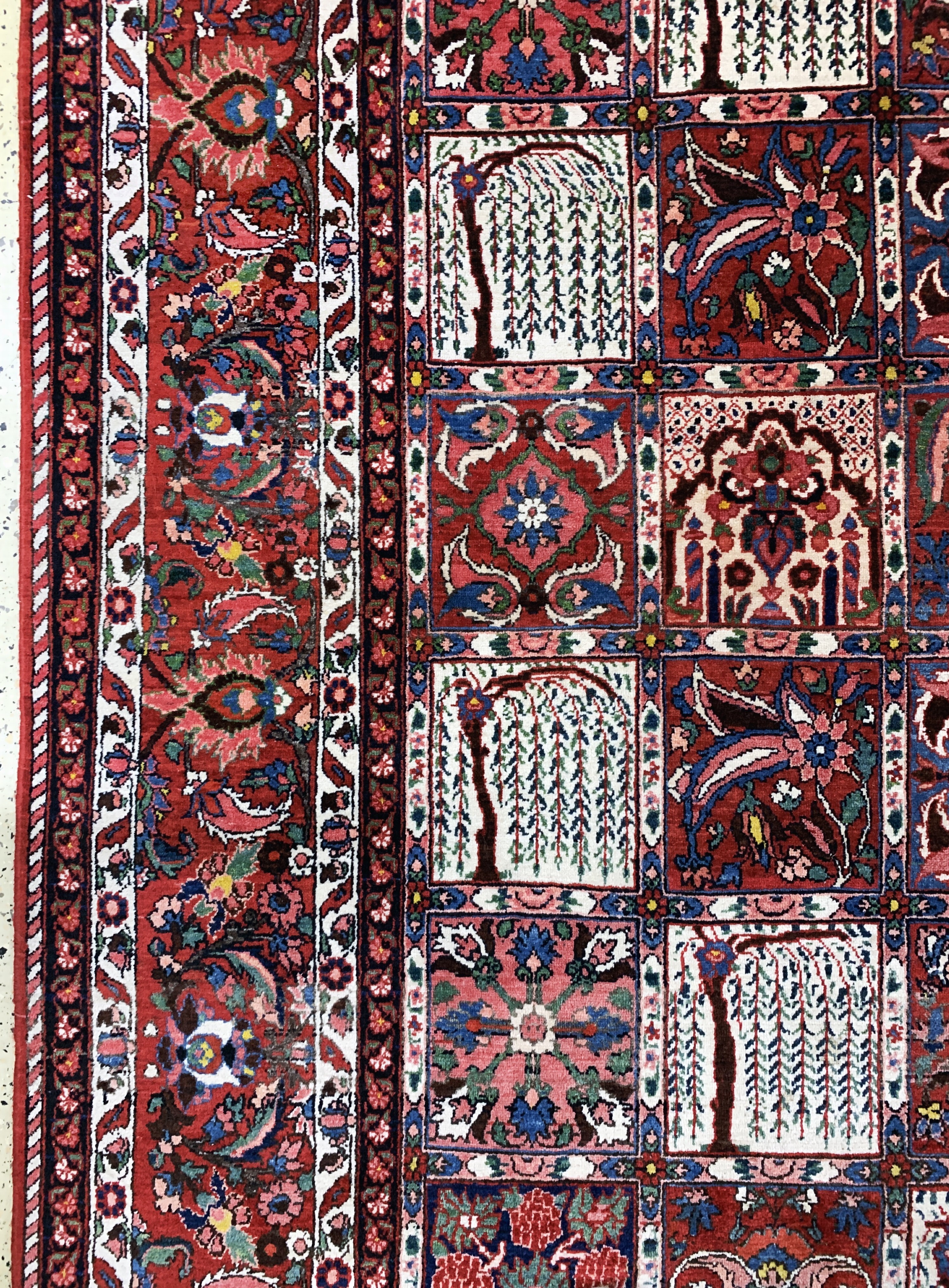Detail d: Felder Bachtiar fein, Persien, Mitte 20.Jhd, Wolle auf Baumwolle, ca. 388 x 308 cm,EHZ: 2