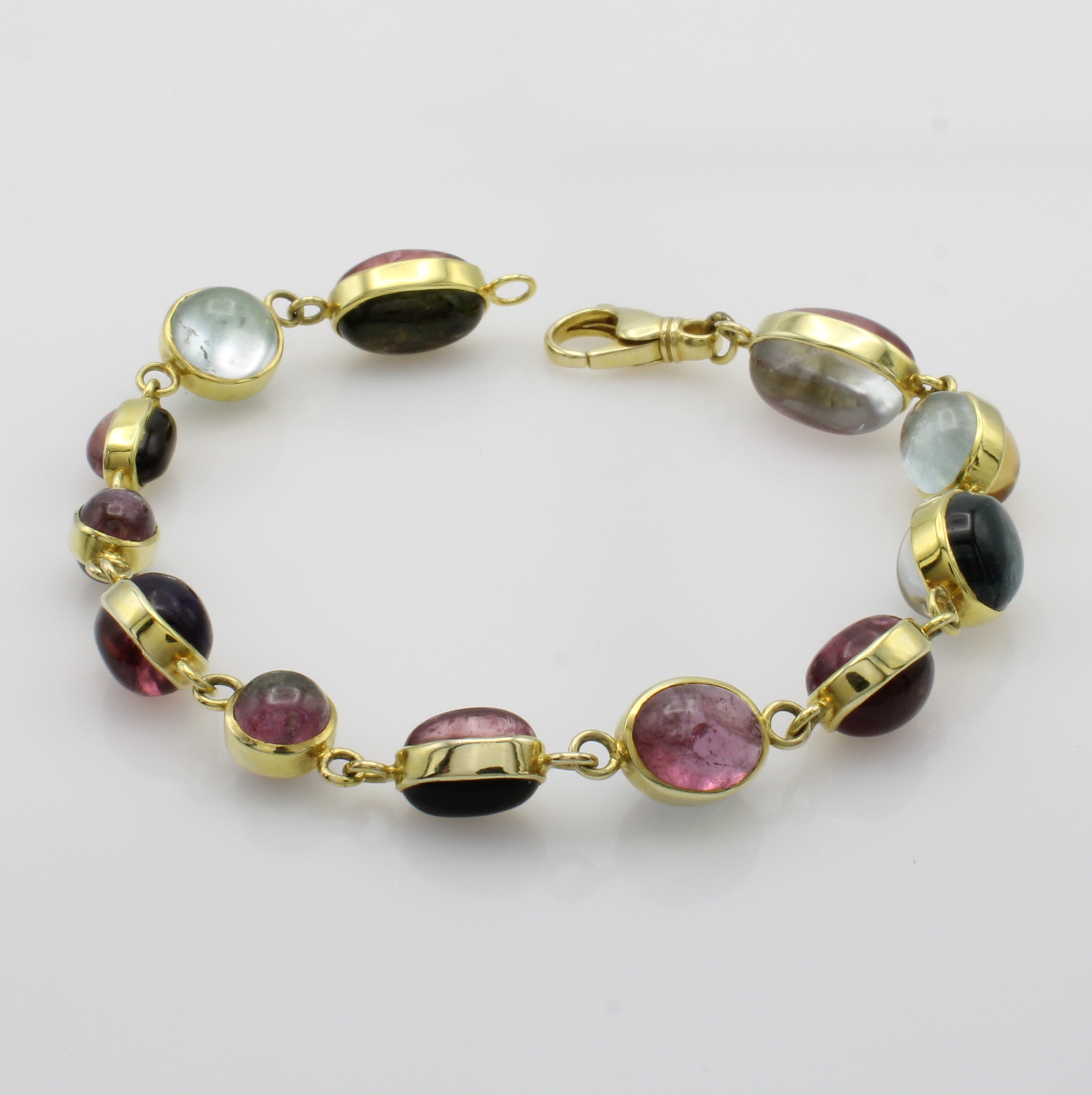Image 27041033 - Armband mit Turmalinen und Aquamarinen, GG 585/000, Farbsteincabochons zus. ca. 77 ct, ...
