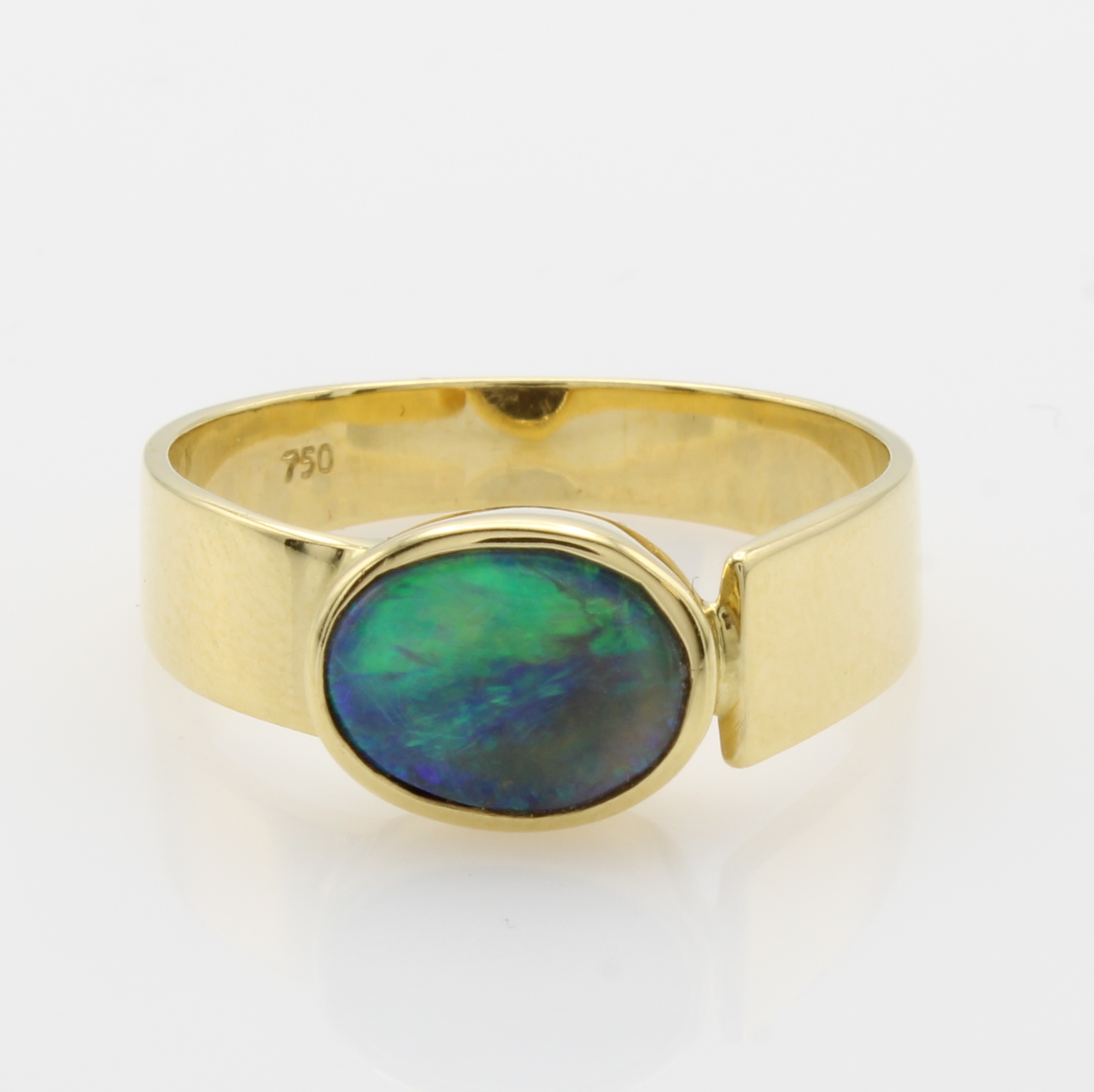 Image 27041046 - Ring mit Opal, GG 585/000, ovaler Opal ca. 2 ct, Schiene asymmetrisch angesetzt, RW ca. ...