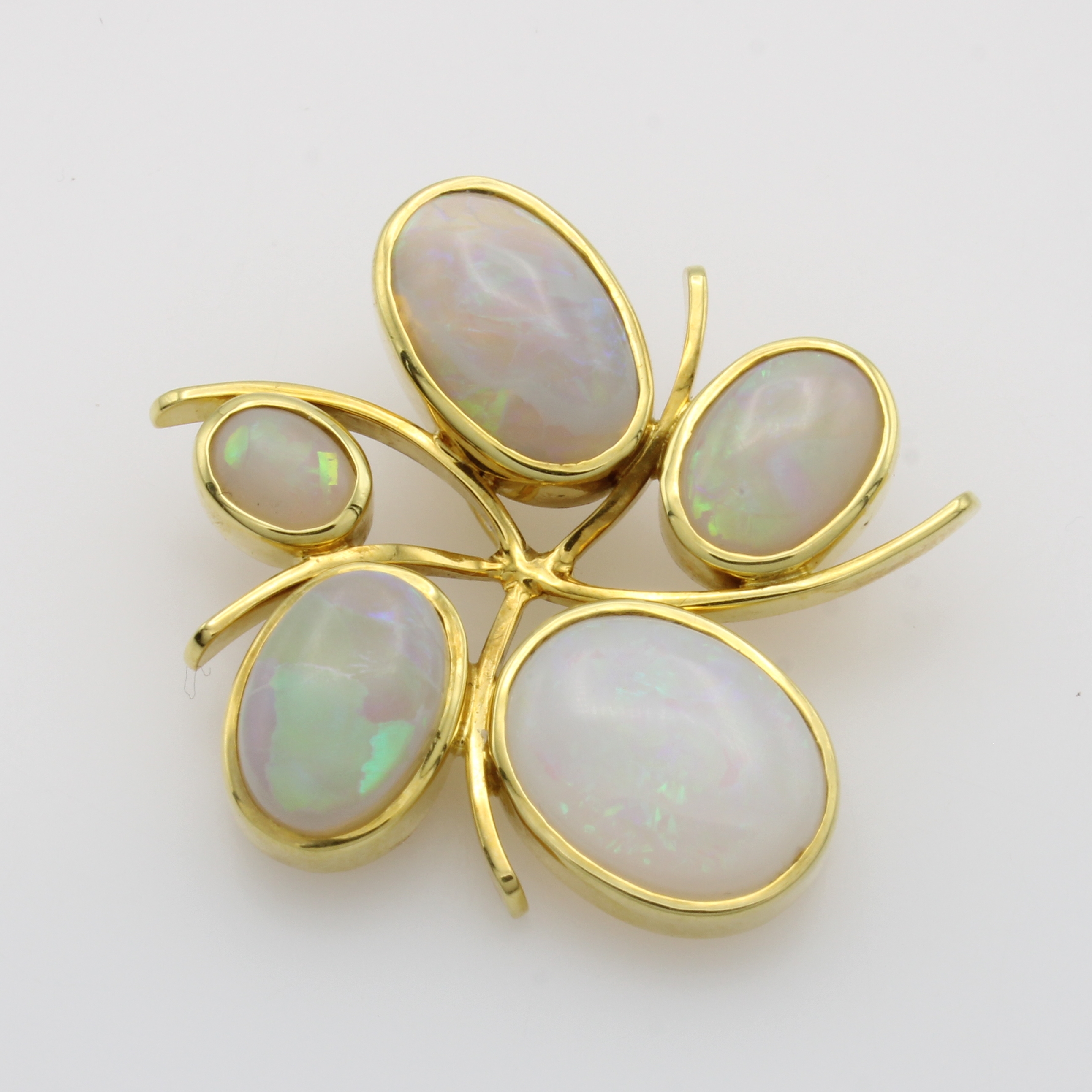 Image 27041048 - Anhänger mit Opalen, GG 585/000, 5 ovale Opale in glatten Fassungen zus. ca. 5 ct ...