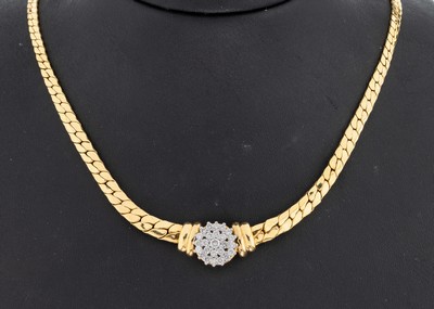 Image 14 kt Gold Brillant-Collier, GG/WG 585/000,25 in WG gefasste Brillanten zus. ca. 1.50 ...