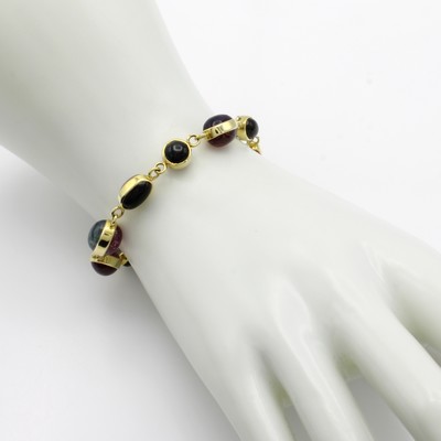 27041033a - Armband mit Turmalinen und Aquamarinen, GG 585/000, Farbsteincabochons zus. ca. 77 ct, ...