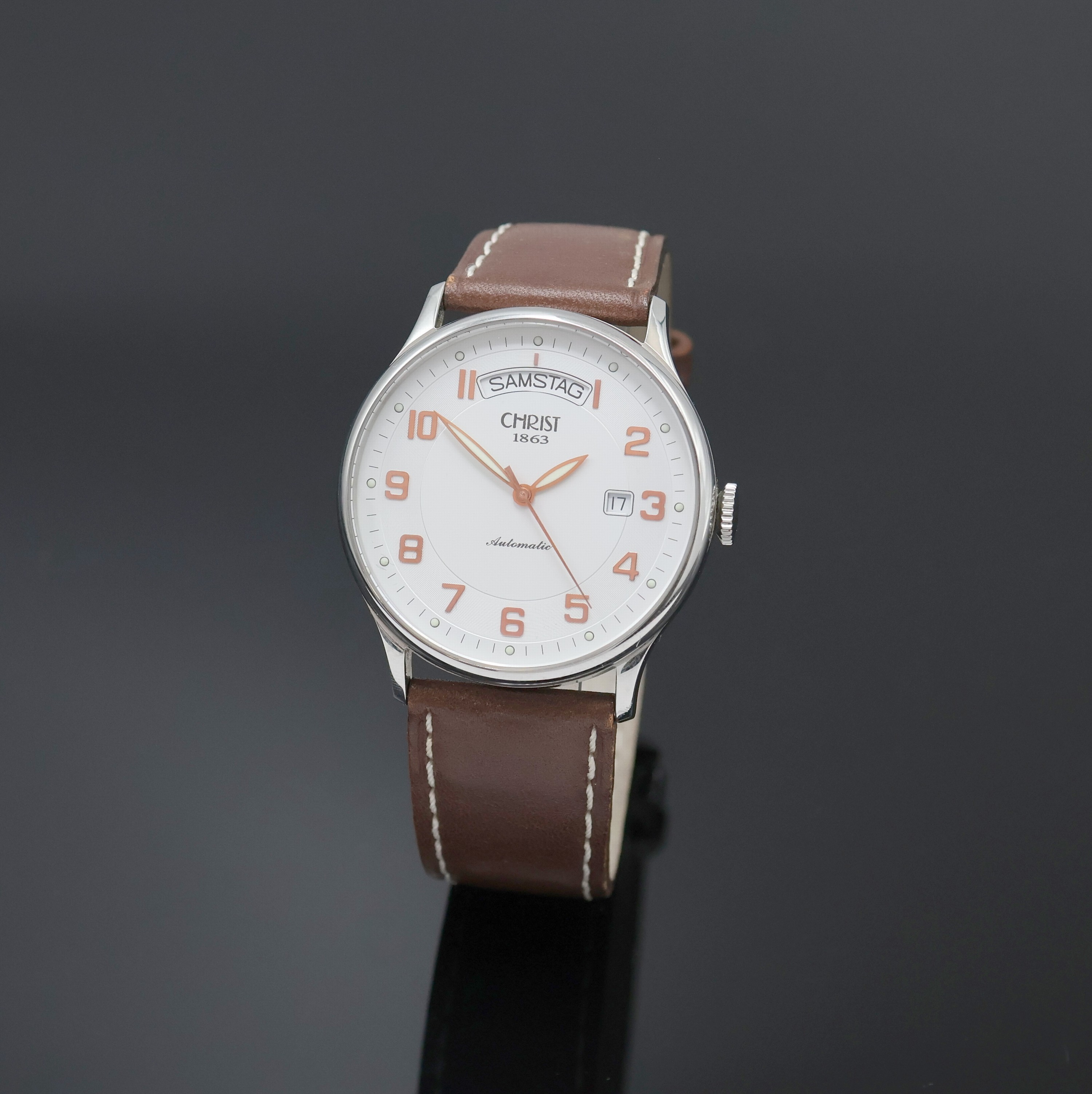 Image 27041117 - CHRIST Herrenarmbanduhr in Stahl, Schweiz um 2015, Automatik, beids. vergl. Geh., ...