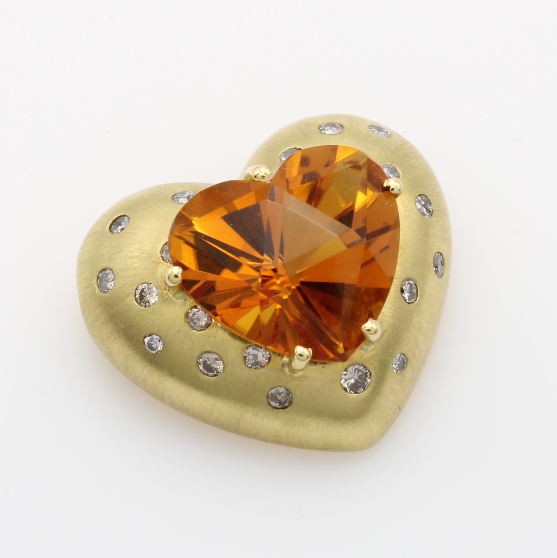 Image 27041167 - Herzanhänger mit Citrin und Brillanten, GG 750/000, z.T. matt., Citrinherz ca. 10.7 ct, ...