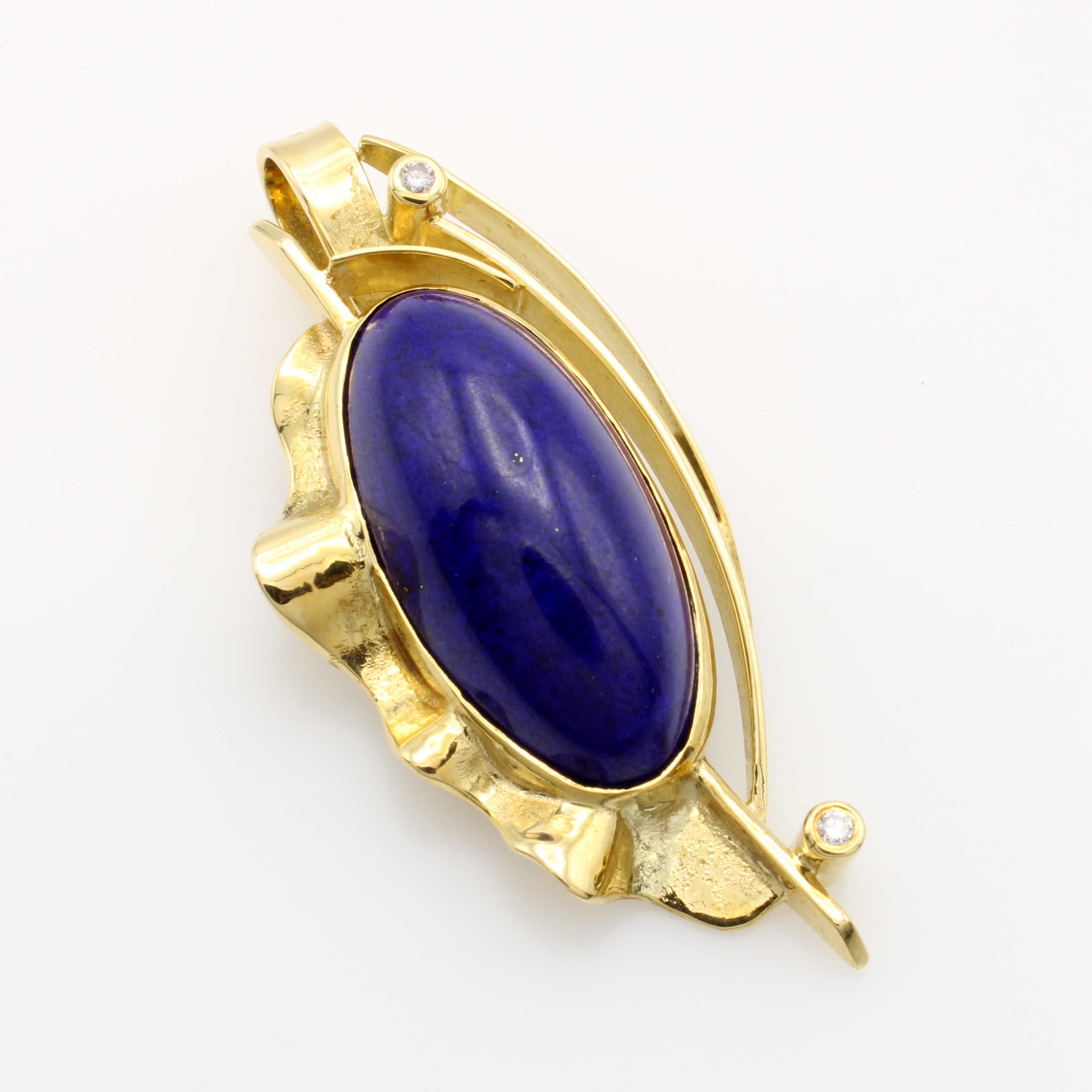 Image 27041176 - Anhänger mit Lapislazuli und Brillanten, GG 750/000, ovaler Lapis ca. 25 ct, 2 Brill. ...