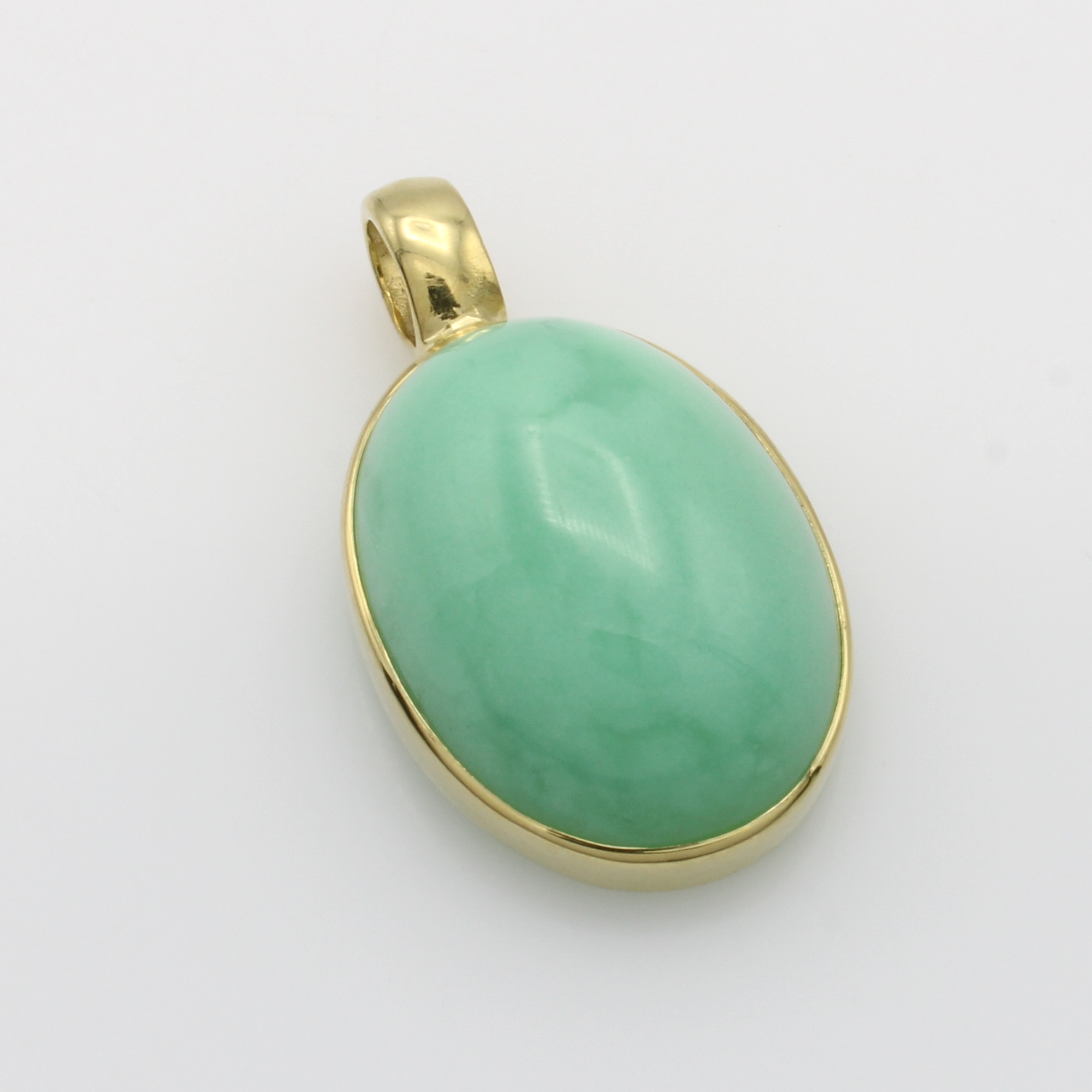Image 27041178 - Anhänger mit Chrysopras, GG 585/000, ovaler Chrysopras in glatter Fassung ca. 17.5 ct ...